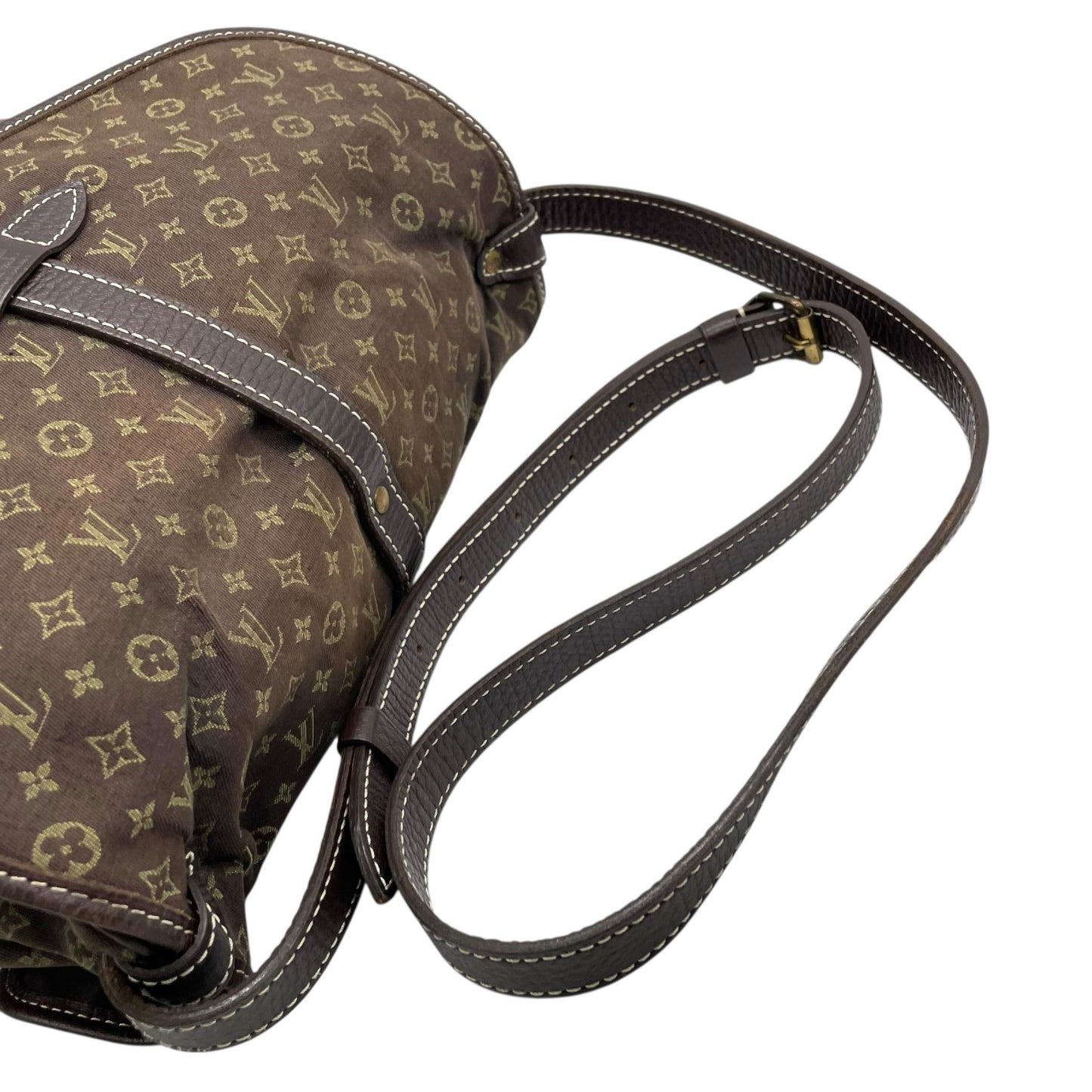 LOUIS VUITTON ルイヴィトン モノグラム ミニラン ソミュール30 ショルダーバッグ メッセンジャー M95227 茶 ブラウン キャンバス レザー ゴールド金具 ダブルフラップ 斜め掛け可 ユニセックス K9