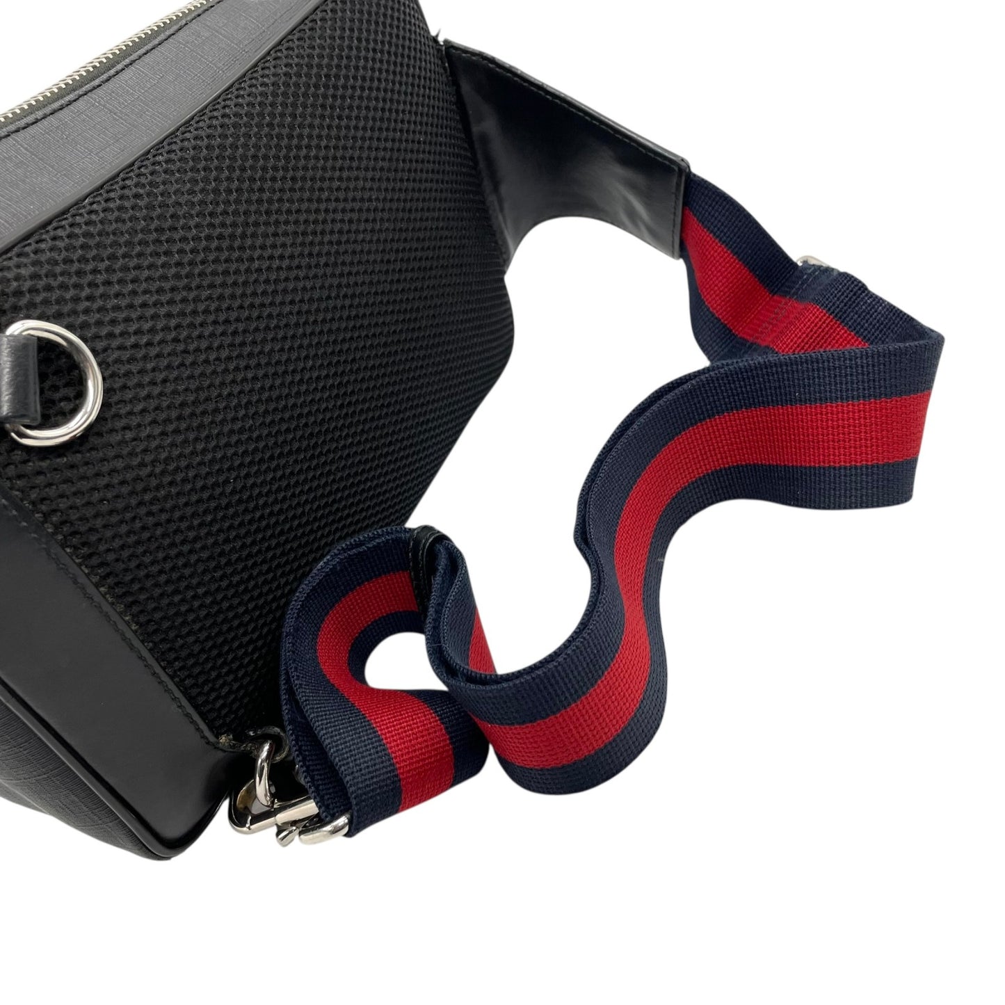 GUCCI グッチ GGスプリーム ボディバッグ ショルダーバッグ ウエストバッグ 黒 ブラック ネイビー PVC レザー GG柄 シルバー金具 478325 メンズ Z1