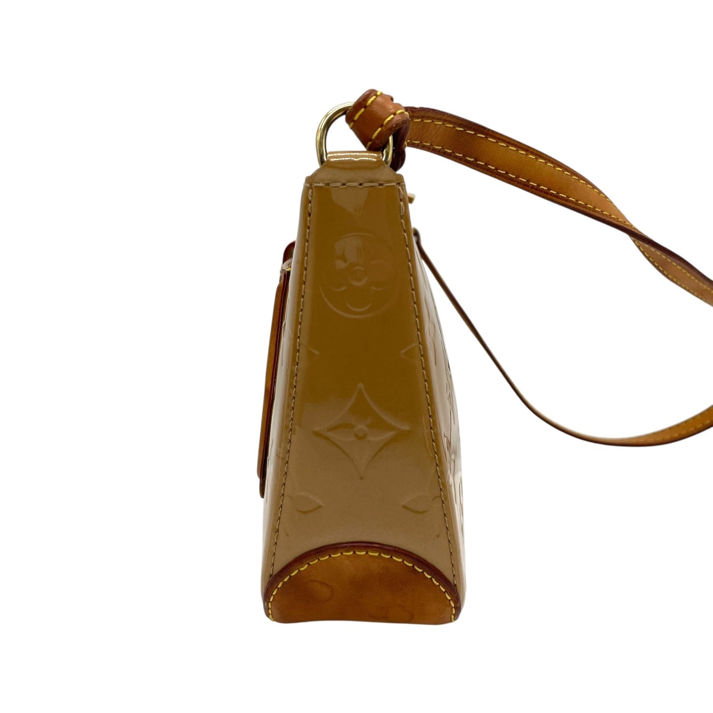 LOUIS VUITTON ルイヴィトン モノグラム ヴェルニ ハンドバッグ マロリー・スクエア M91197 アクセサリーポーチ ミニバッグ ハンドバッグ ワンショルダー 肩掛け可 キャメル ブラウン パテントレザー ゴールド金具 レディース K4