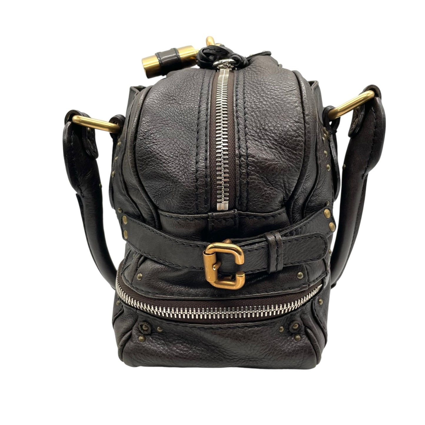 Chloe クロエ パディントン ハンドバッグ 南京錠 ボーリングバッグ ダークブラウン 鍵付き Y2K Archive レザー 本革 C