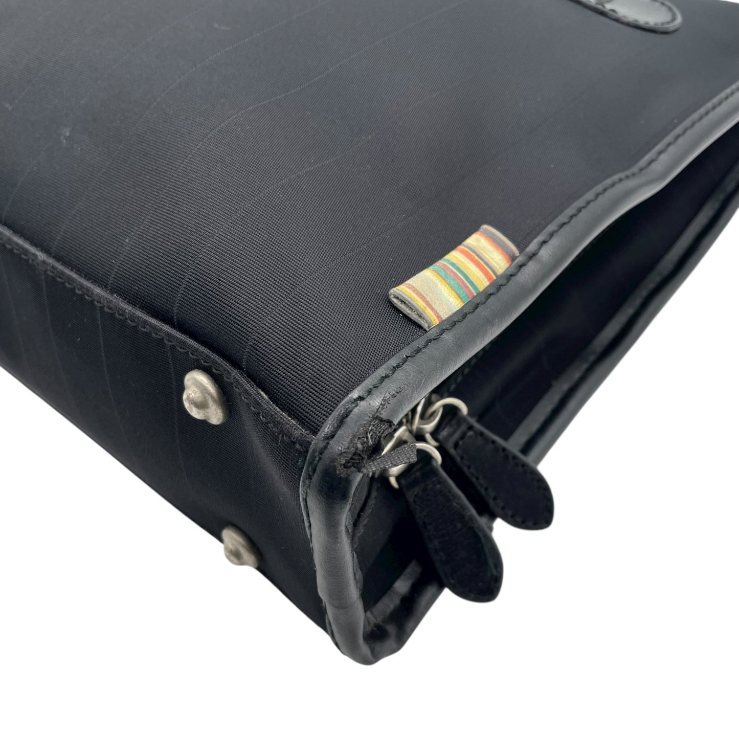 ポールスミス Paul Smith ビジネスバッグ ブリーフケース ナイロン×レザー 黒 ブラック マルチストライプ メンズ S14
