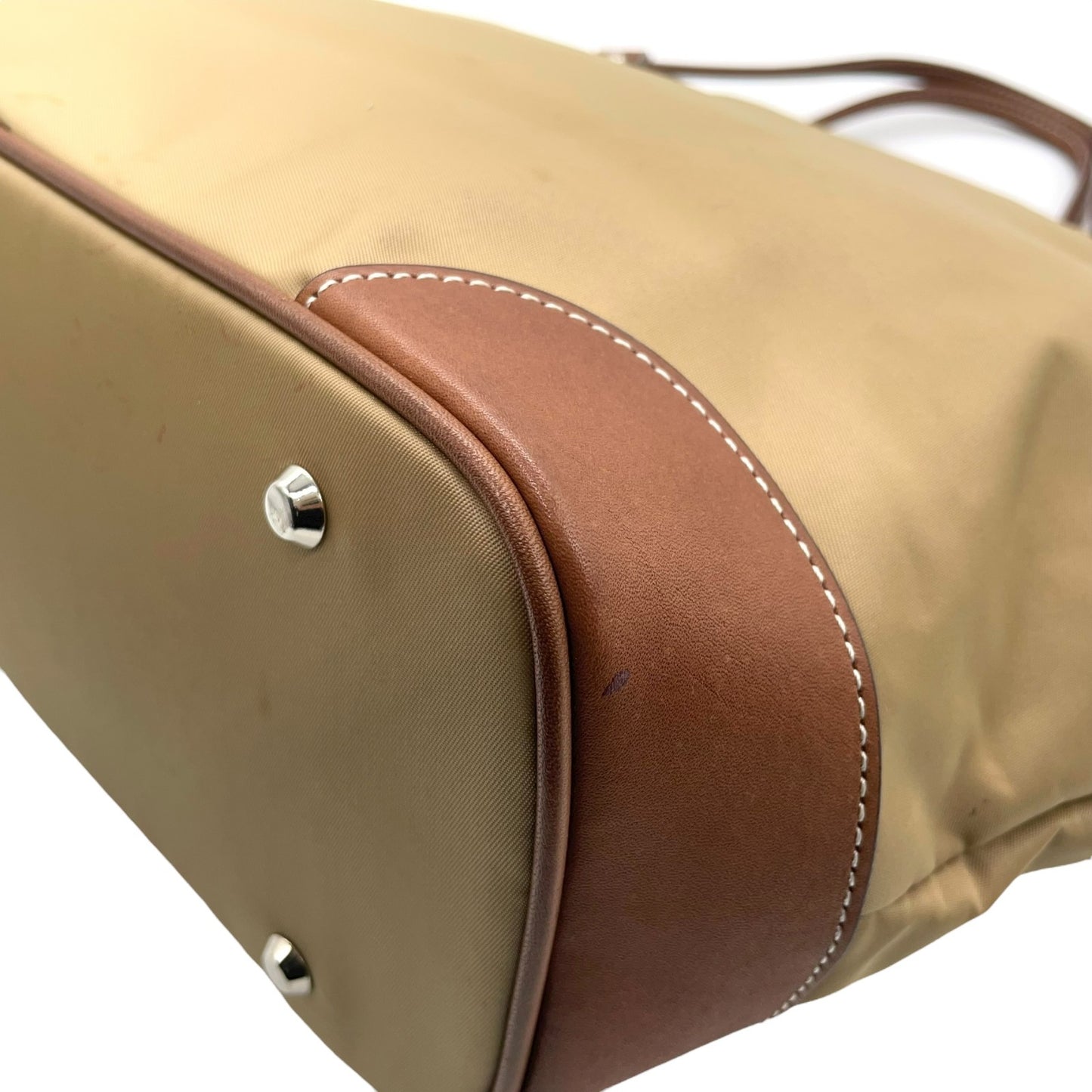 ダックス DAKS トートバッグ ナイロン×レザー ベージュ 茶色 ブラウン A4収納可 レディース メンズ兼用 S68