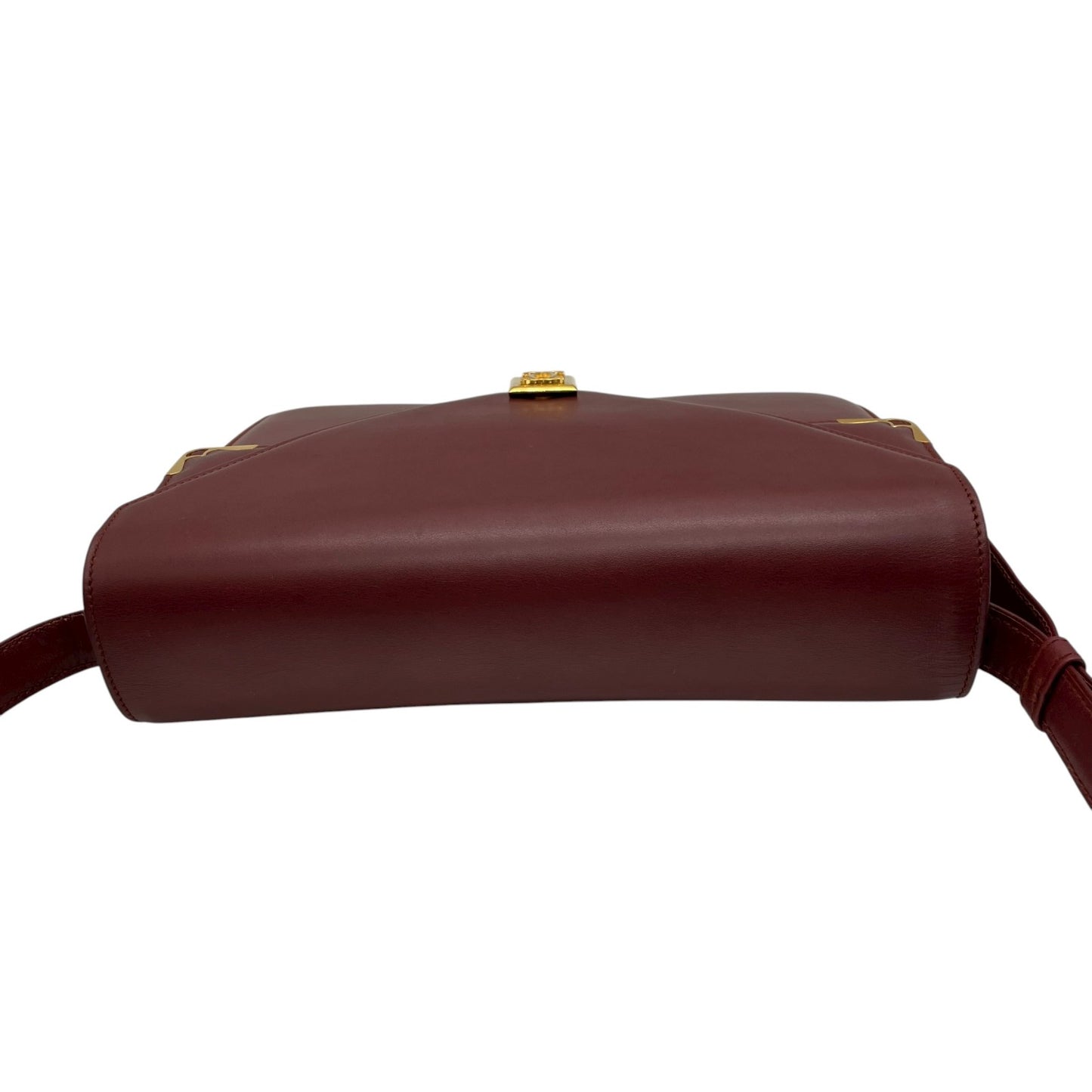 未使用級 カルティエ Cartier レザー ショルダーバッグ マストライン ボルドー ｗフラップ　ダブルフラップ ゴールド金具 ヴィンテージ フラップバッグ K11