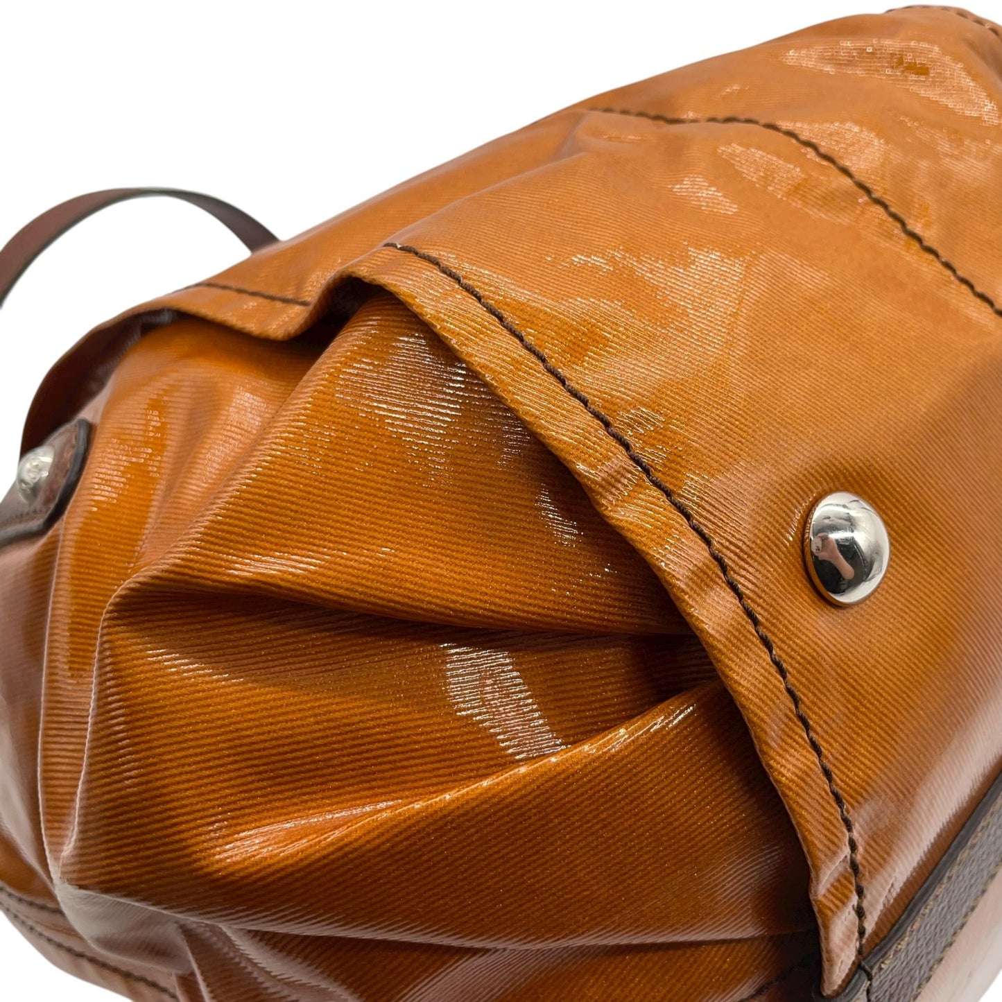 トッズ TOD’S レザー×ナイロン 2WAY トートバッグ ショルダーバッグ 茶色 ブラウン 光沢 大容量 レディース S95