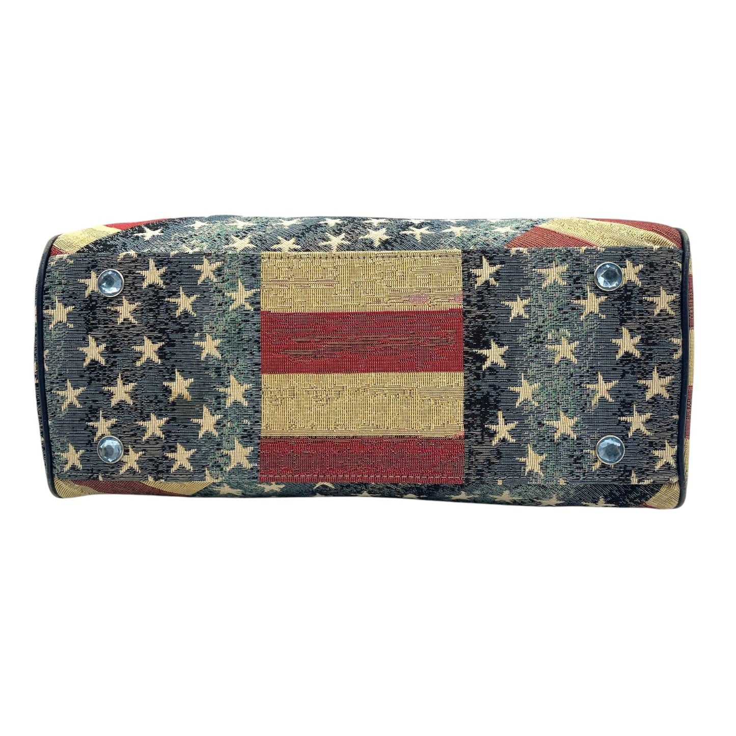 シンクビー Think Bee! ハンドバッグ トートバッグ アメリカ国旗 星柄 ラインストーン スパンコール マルチカラー デニム S90