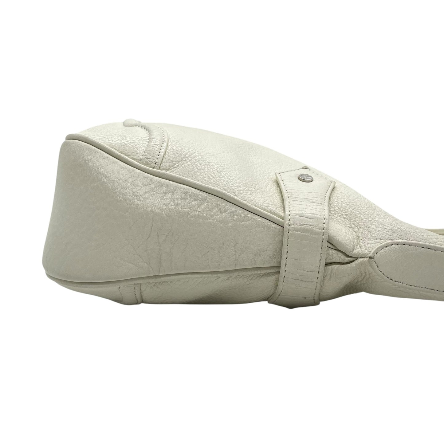 ウンガロ UNGARO レザー ショルダーバッグ ホーボーバッグ 白 ホワイト シルバー金具 レディース S94