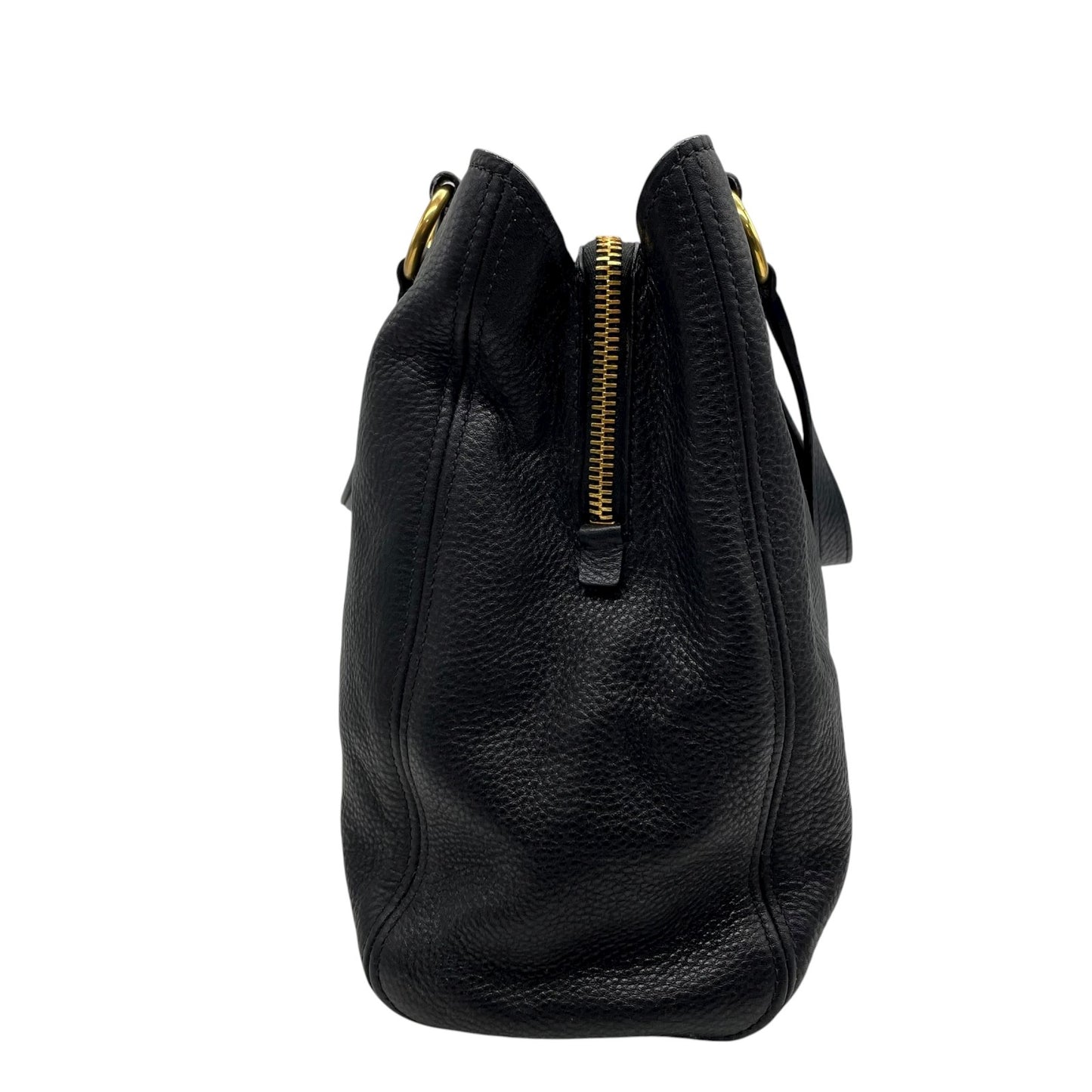 美品 ミュウミュウ MIU MIU レザー トートバッグ 2WAY ショルダー A4対応 黒 ブラック 金金具 ゴールド金具 D