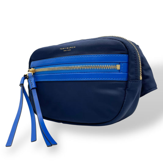 未使用級 美品 トリーバーチ TORY BURCH ボディバッグ ウエストポーチ ショルダーバッグ ネイビー 紺 ブルー 青ナイロン レザー コンビ B1