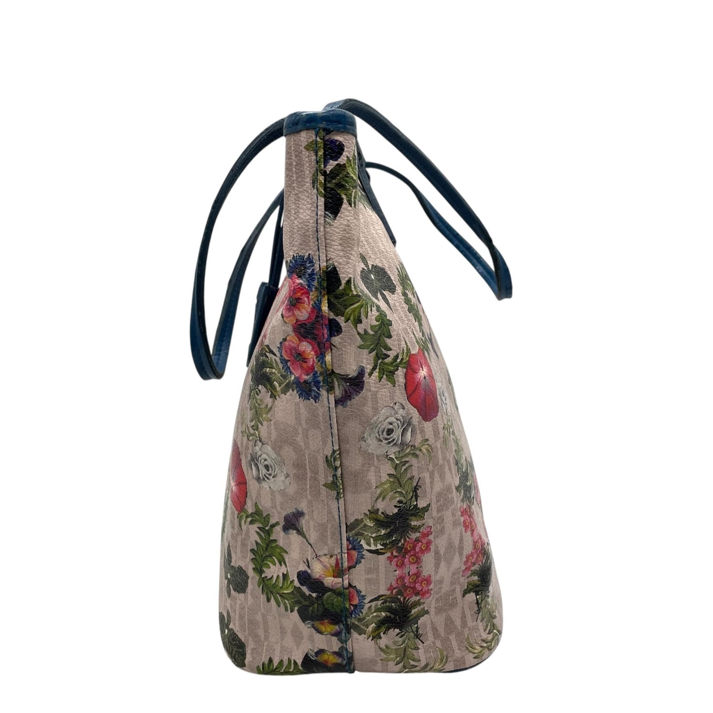 FURLA フルラ トートバッグ PVC レザー マルチカラー ゴールド金具 花柄 ボタニカル 総柄 肩掛け可 ロゴ レディース U13