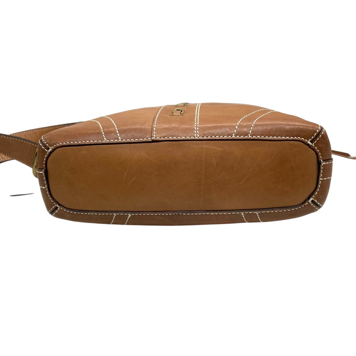 COACH コーチ ショルダーバッグ 茶 ブラウン オールレザー ゴールド金具 斜め掛け可 ロゴ 編み上げ ステッチ 10399 レディース T4