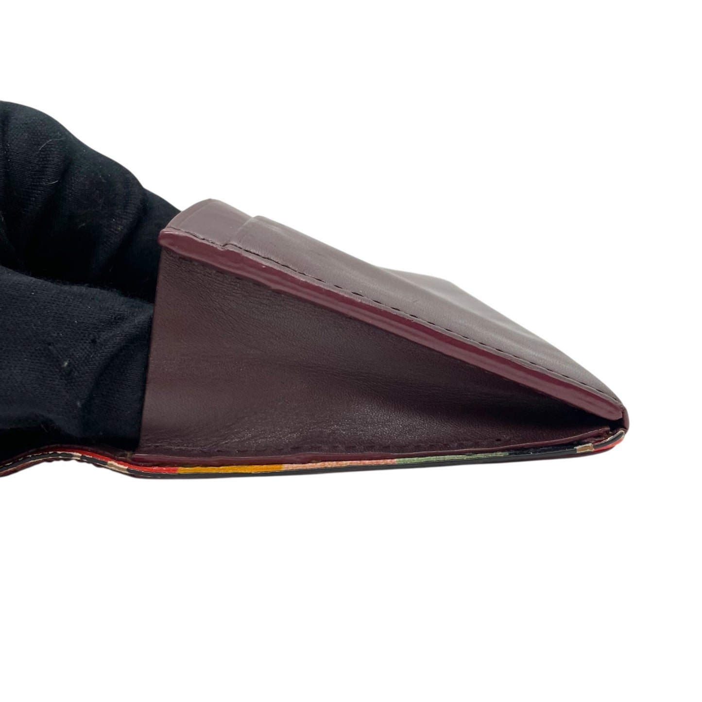 ポールスミス Paul Smith 長財布 折り財布 インサイドマルチストライプ マルチカラー レザー ボルドー ワインレッド 財布 3