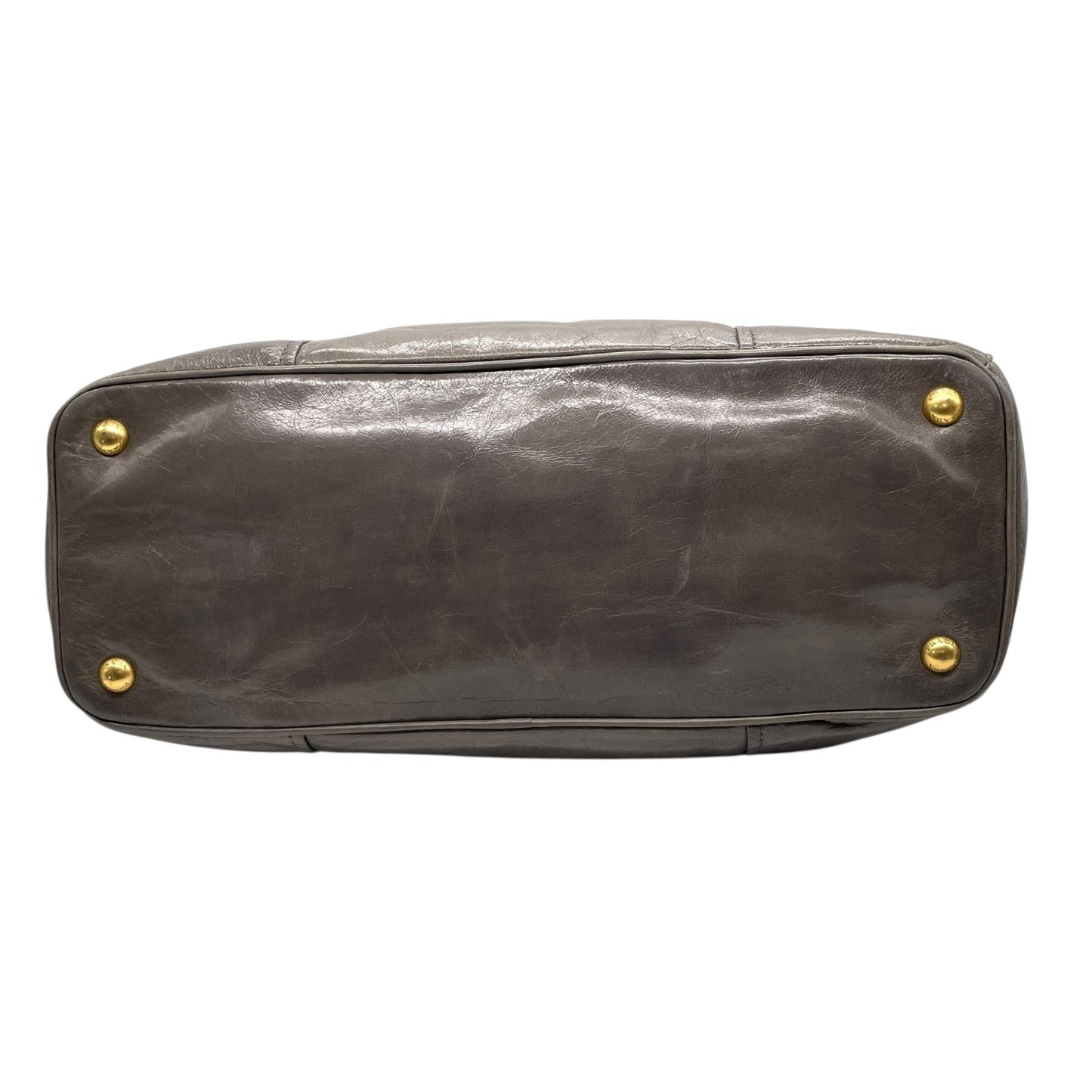 プラダ PRADA トートバッグ ショルダーバッグ 肩掛け 灰色 グレー レザー 金金具 ゴールド金具 2WAY K3