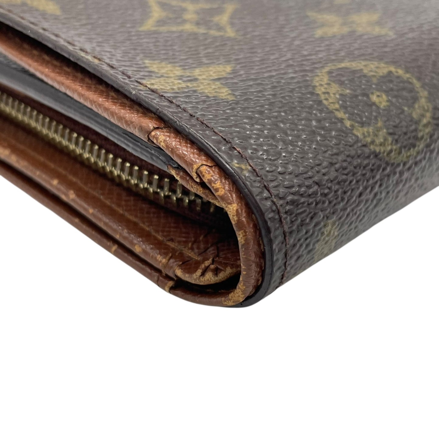 ルイ・ヴィトン LOUIS VUITTON LV モノグラム ポルトモネ ビエ トレゾール 三つ折り財布 M61730 茶色 ブラウン レザー PVC 金金具 ゴールド シリアル刻印 W1