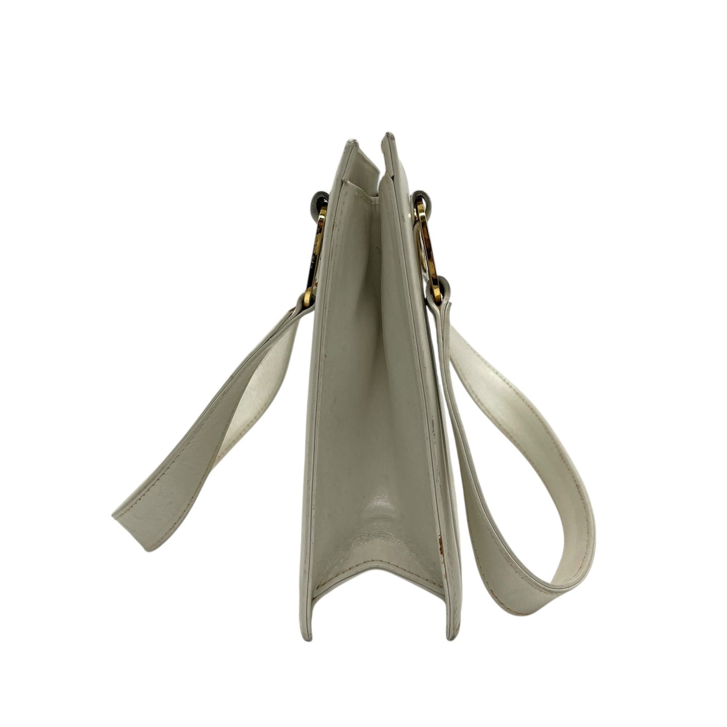 Salvatore Ferragamo サルヴァトーレフェラガモ ヴィンテージ ハンドバッグ レザー ホワイト ゴールド金具 K7