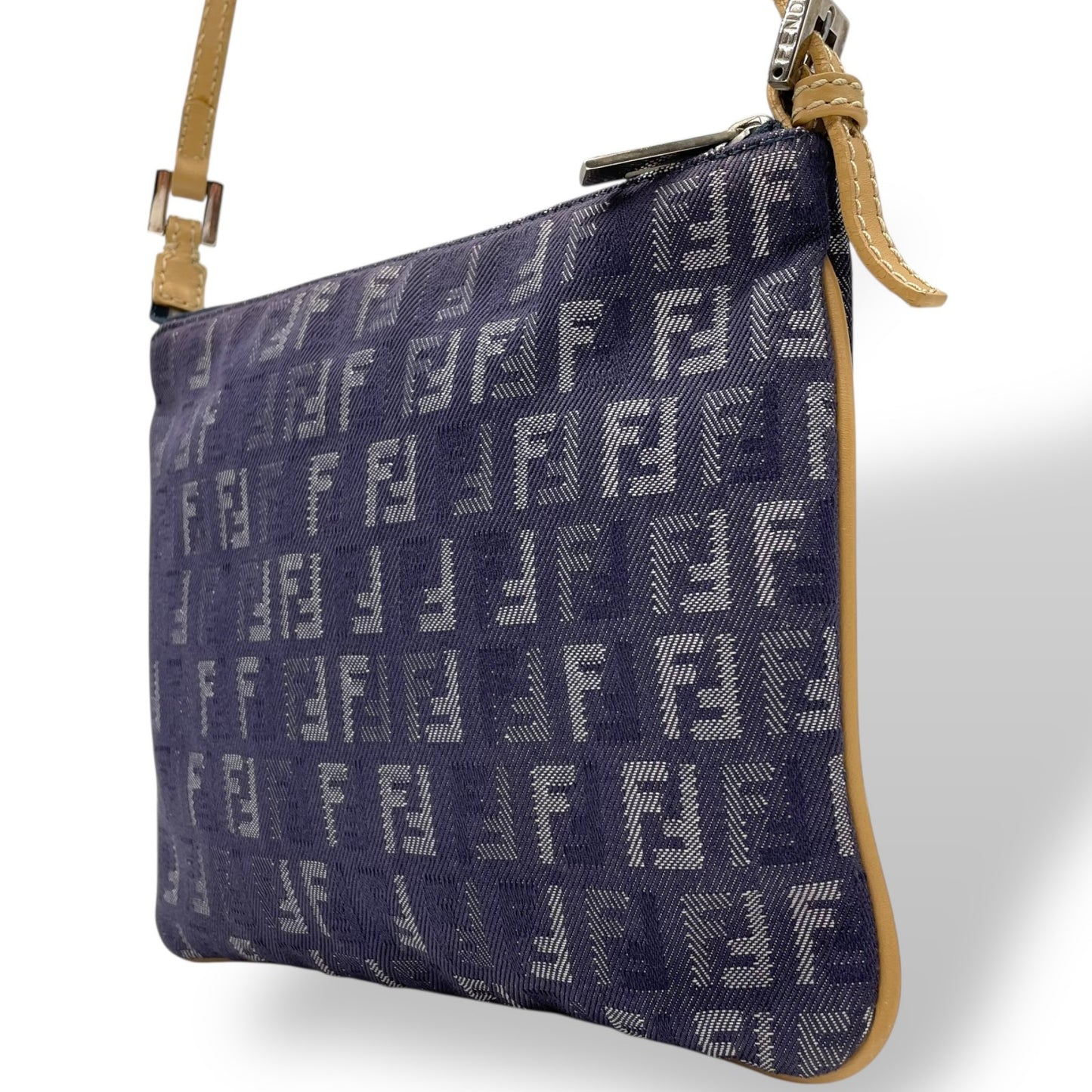 フェンディ Fendi ズッキーノ ショルダーバッグ ネイビー キャンバス レザー 斜め掛け ワンショルダー 00s c2