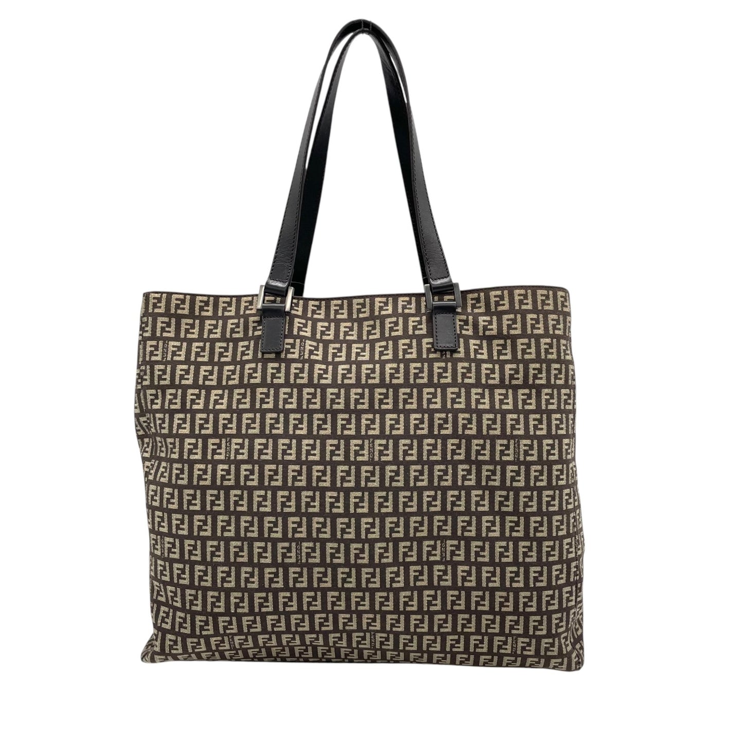 美品 フェンディ Fendi ズッキーノ トートバッグ ショルダーバッグ 大容量 FFロゴ キャンバス ブラウン レザーハンドル ビンテージ 通勤 通学 2000s