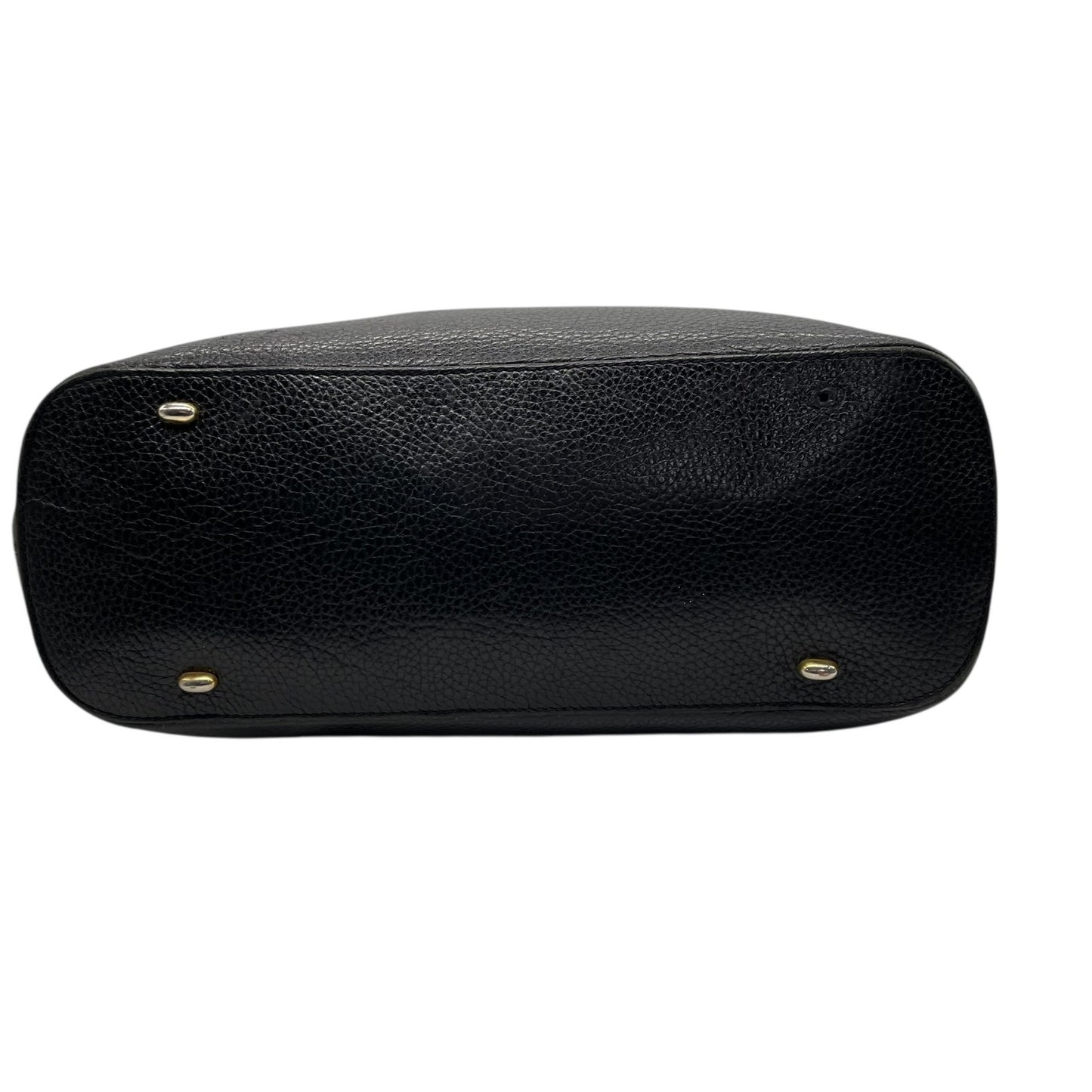 Authentic CELINE Vintage Grained Leather Shoulder Bag Black Gold Hardware Women's Zipper Closure