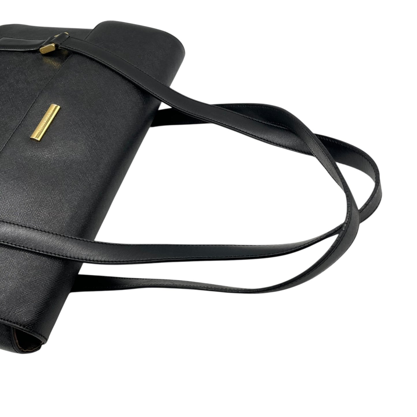 Authentic BURBERRY Handbag Tote Bag Black Leather Gold Hardware Logo Nova Check Women's Men's Shoulder Bag