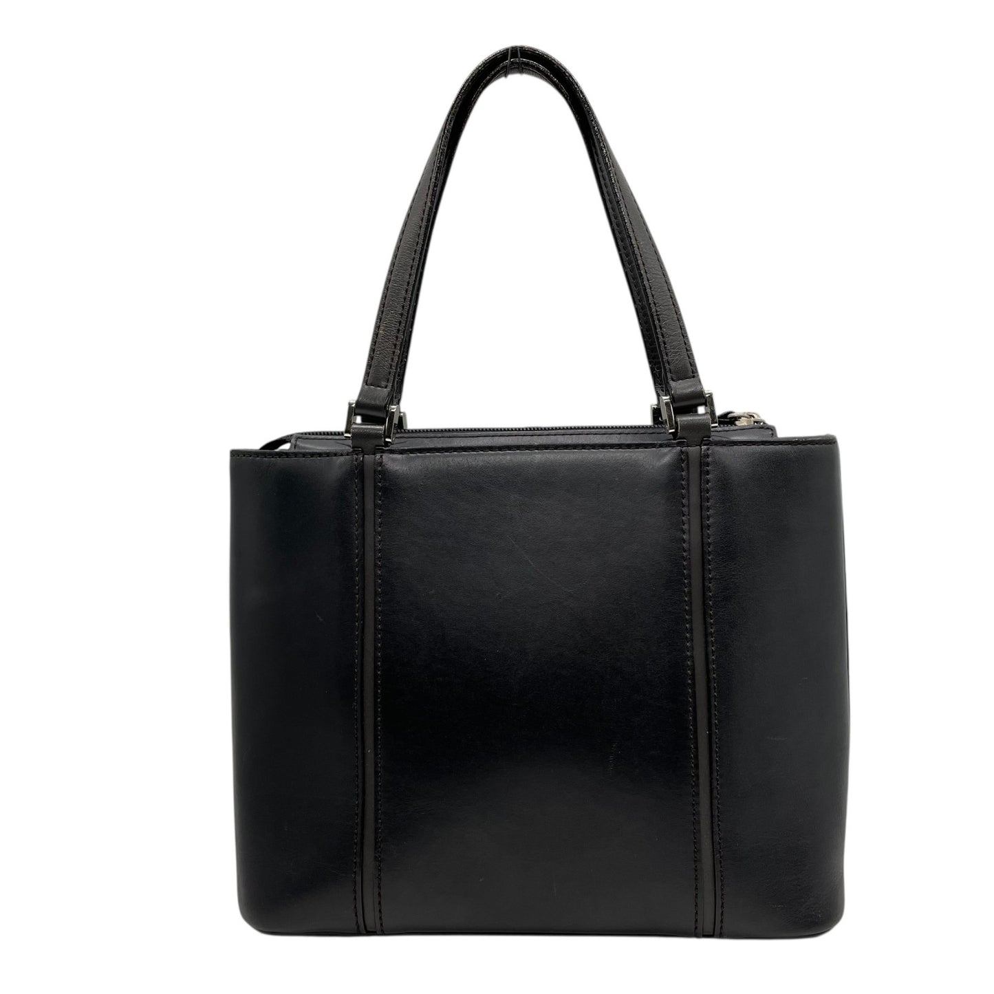 Authentic BURBERRY Handbag Leather Black Silver Hardware Logo Nova Check Women's