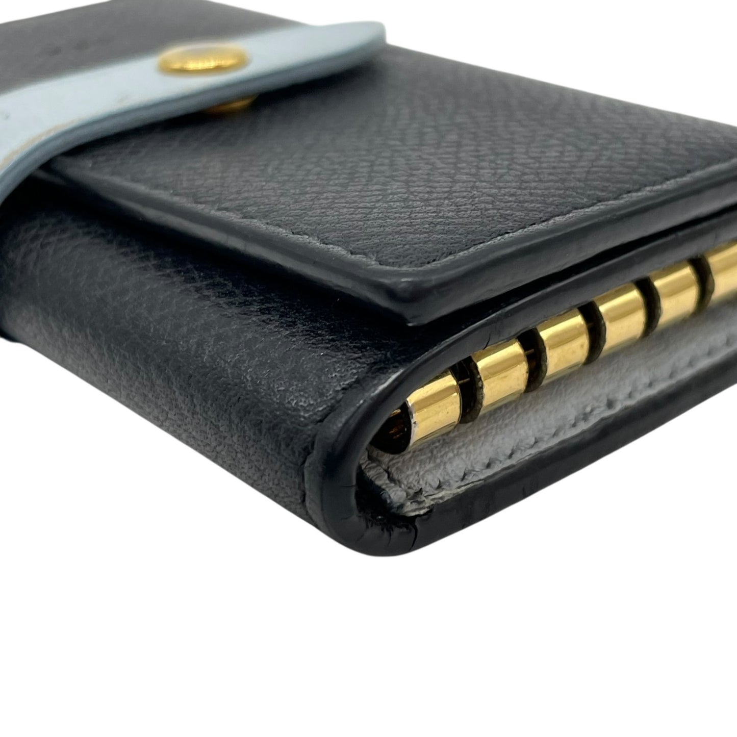 美品 CELINE セリーヌ 6連キーケース 黒 ブラック 水色 ブルー バイカラー レザー 本革 ゴールド金具 フィービー期 M2