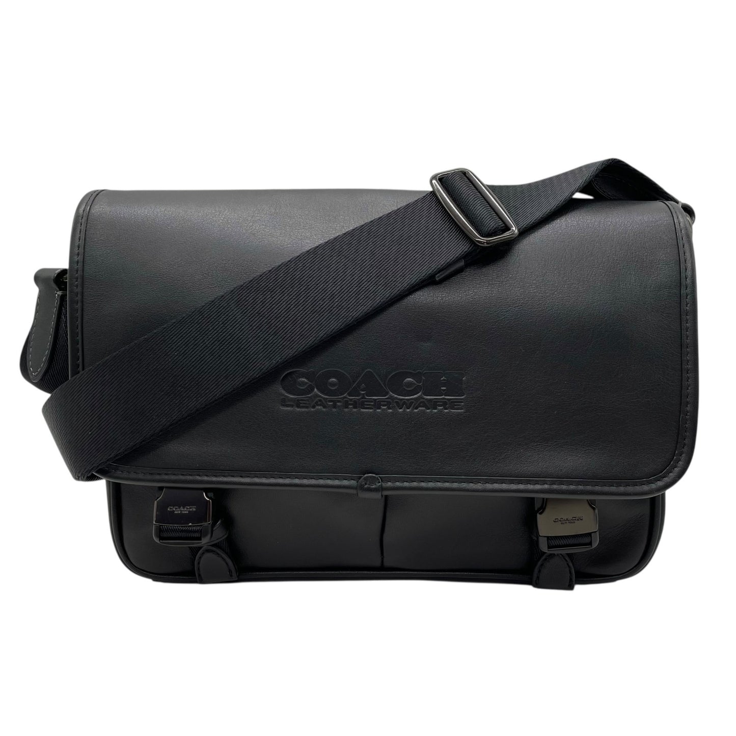 極美品 COACH コーチ League リーグ メッセンジャーバッグ C9157 ショルダーバッグ ボディバッグ レザー 黒 ブラック 斜め掛け可 メンズ レディース K5