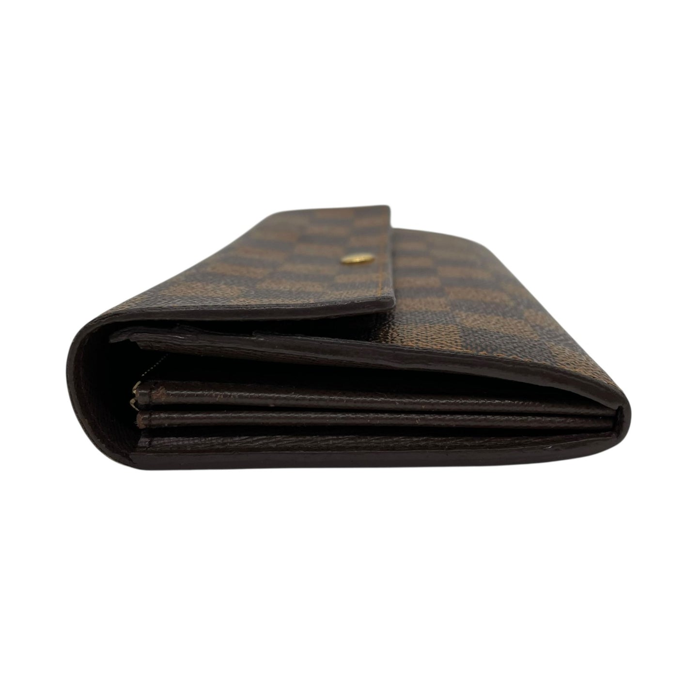 美品 LOUIS VUITTON ルイヴィトン 長財布 ダミエ ポルトフォイユサラ N61734 茶 ブラウン PVC レザー ゴールド金具 メンズ レディース H1