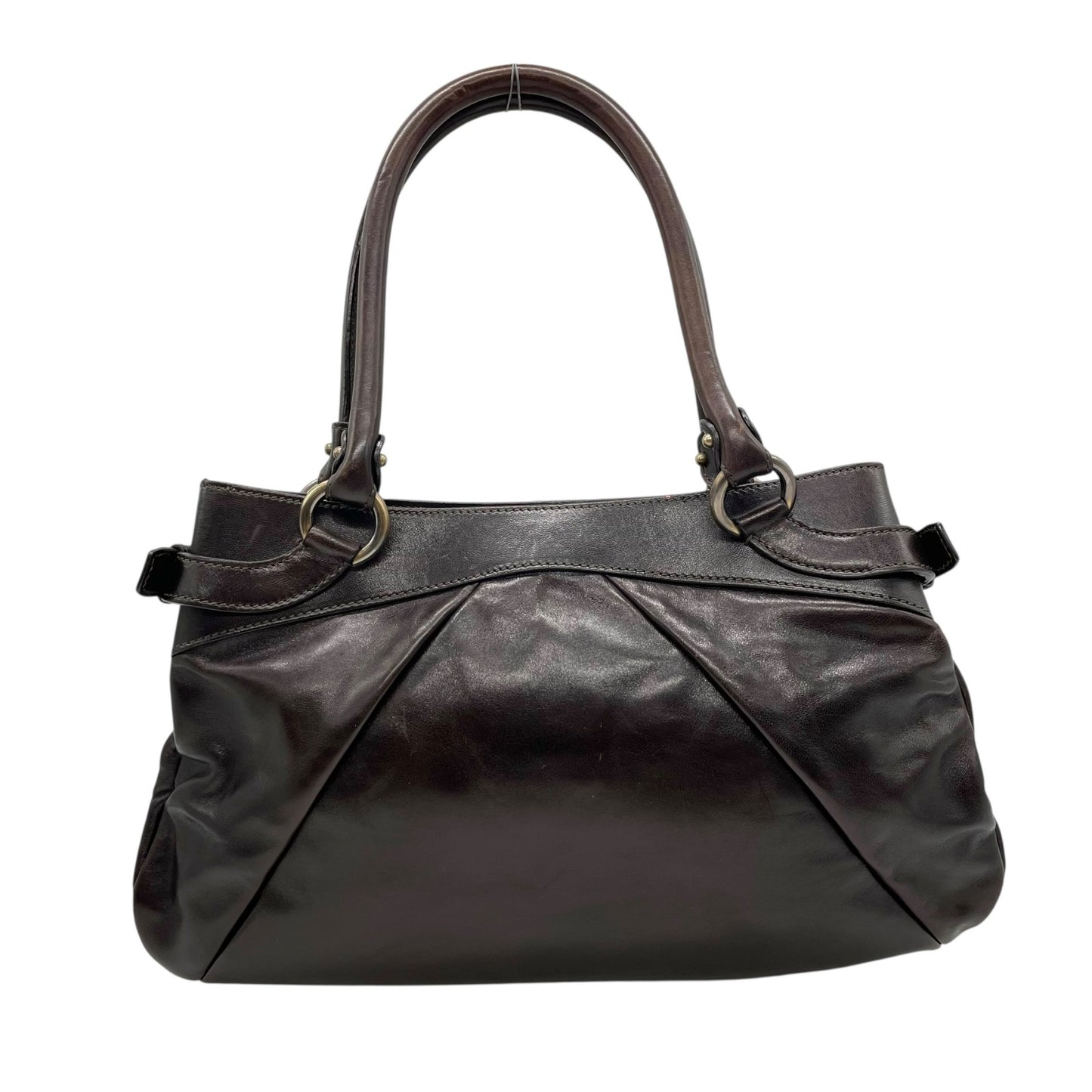 美品 Salvatore Ferragamo フェラガモ ガンチーニ ハンドバッグ レザー 茶 ダークブラウン マリッサ シルバー金具 クロシェット レディース 手提げ K6