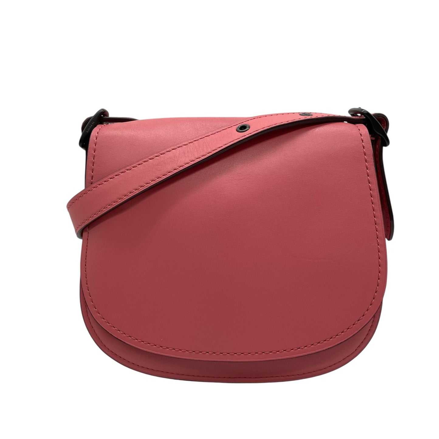 美品 COACH コーチ ショルダーバッグ サドルバッグ グラブタン レザー ピンク ブラック金具 SD-20115 斜め掛け可 フラップ開閉 レディース K4