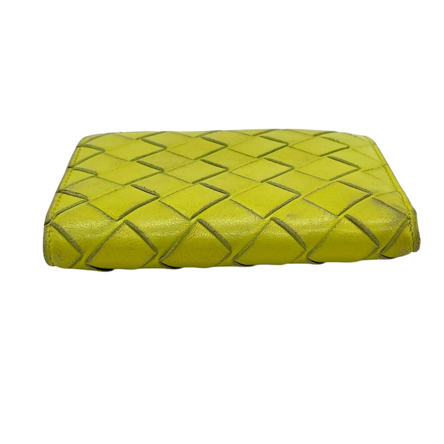 BOTTEGA VENETA ボッテガヴェネタ イントレチャート 二つ折り財布 コンパクトウォレット 緑 キウイグリーン レザー ゴールド金具 レディース M4