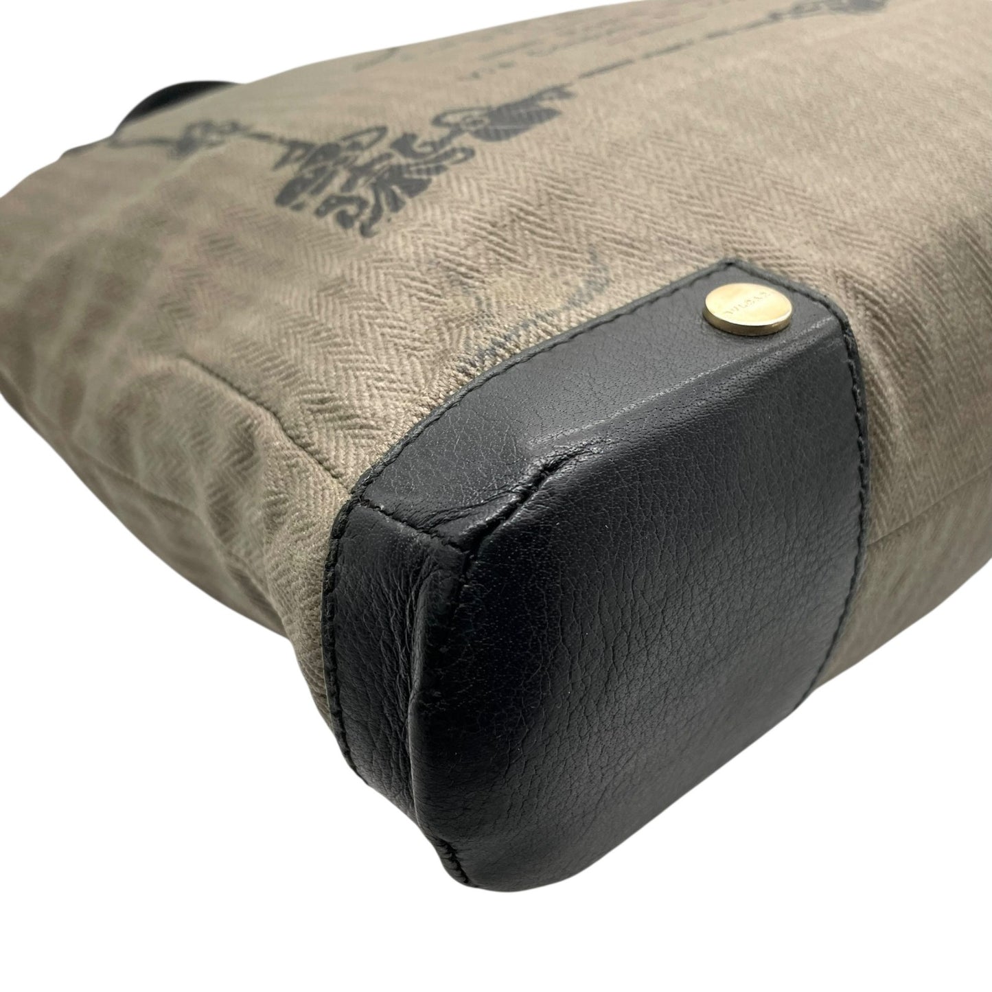 BVLGARI ブルガリ コレツィオーネ トートバッグ ワンショルダー ロゴ PVC レザー グレー 黒 ブラック ゴールド金具 肩掛け可 メンズ レディース U15