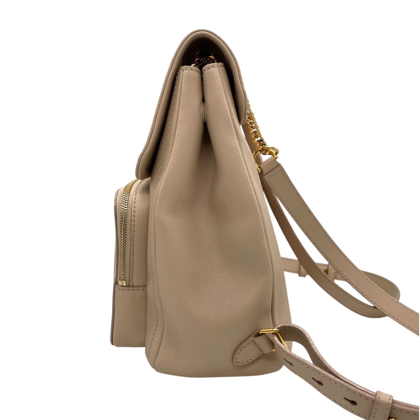 未使用品 BALLY バリー リュックサック バックパック ピンクベージュ レザー チェーン ゴールド金具 VALMA レディース ギャランティカード付き Q