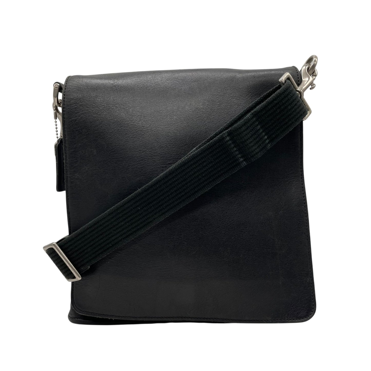 希少 COACH コーチ ショルダーバッグ メッセンジャー 肩掛け 斜め掛け USA製 グラブタンレザー 黒 ブラック シルバー金具 9431 ヴィンテージ オールレザー 本革 U12