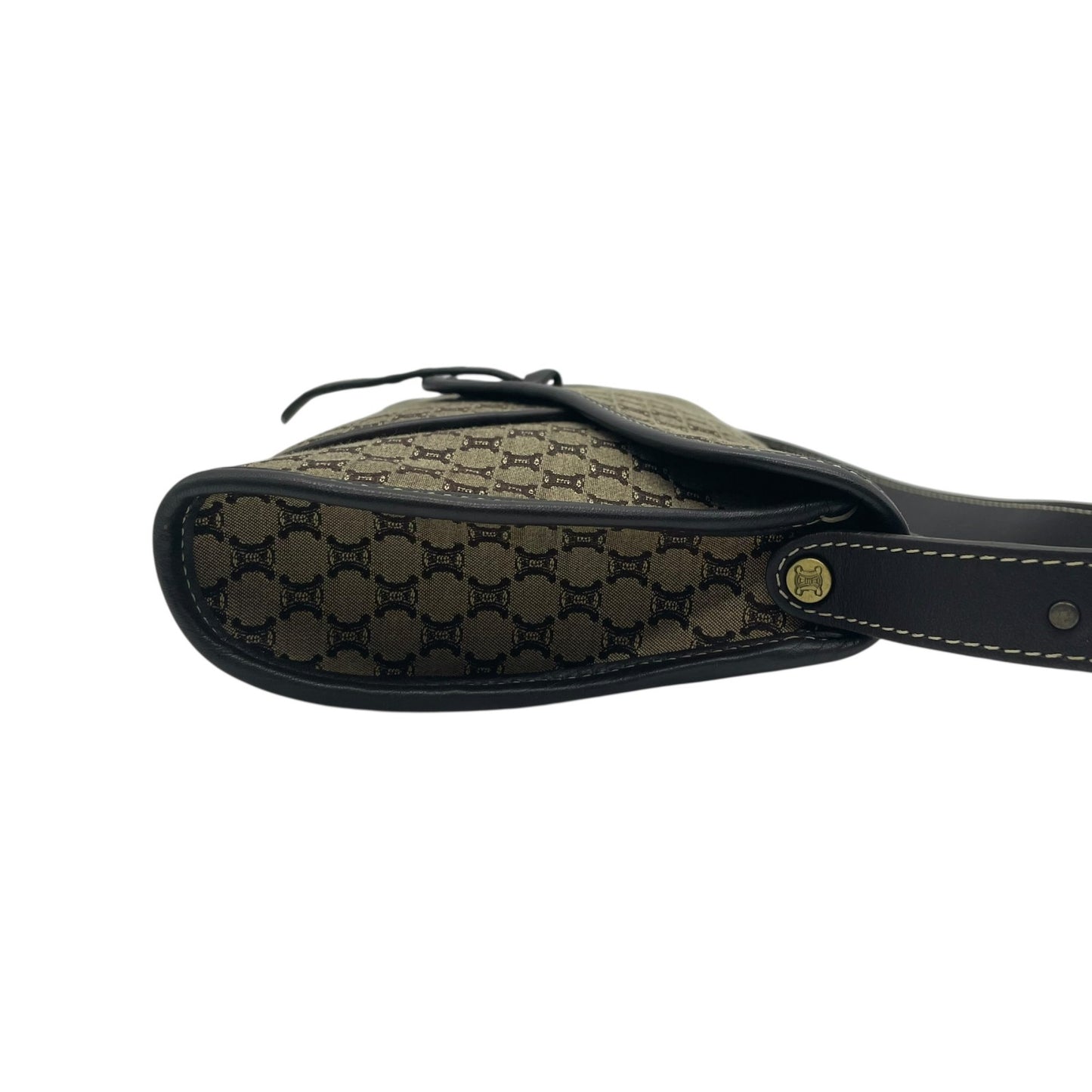 美品 CELINE セリーヌ マカダム トリオンフ ショルダーバッグ キャンバス×レザー ベージュ×ブラウン レディース ヴィンテージ 正規品 K9