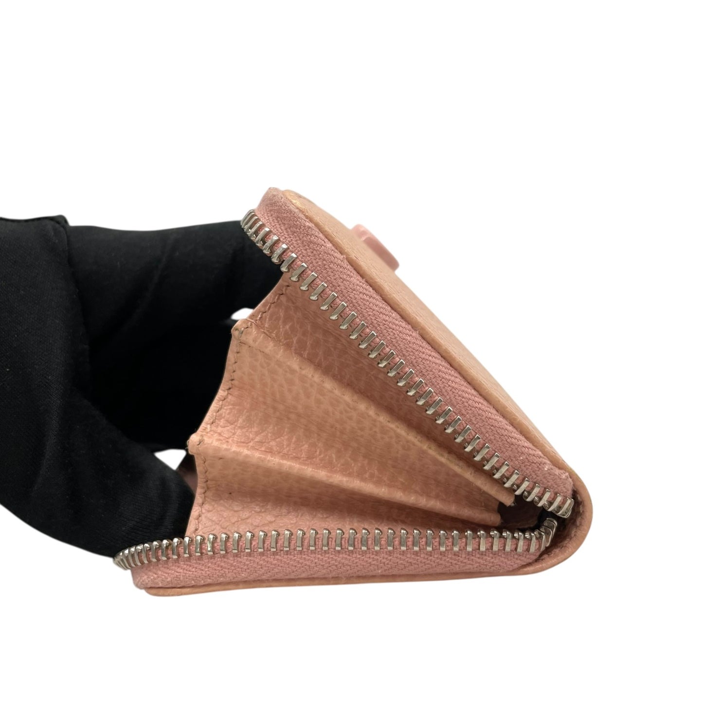 極美品 グッチ GUCCI カードケース 644412 レザー ピンクベージュ ダブルG マーモント コインケース ミニ財布 コンパクト ウォレット 小銭入れ M2