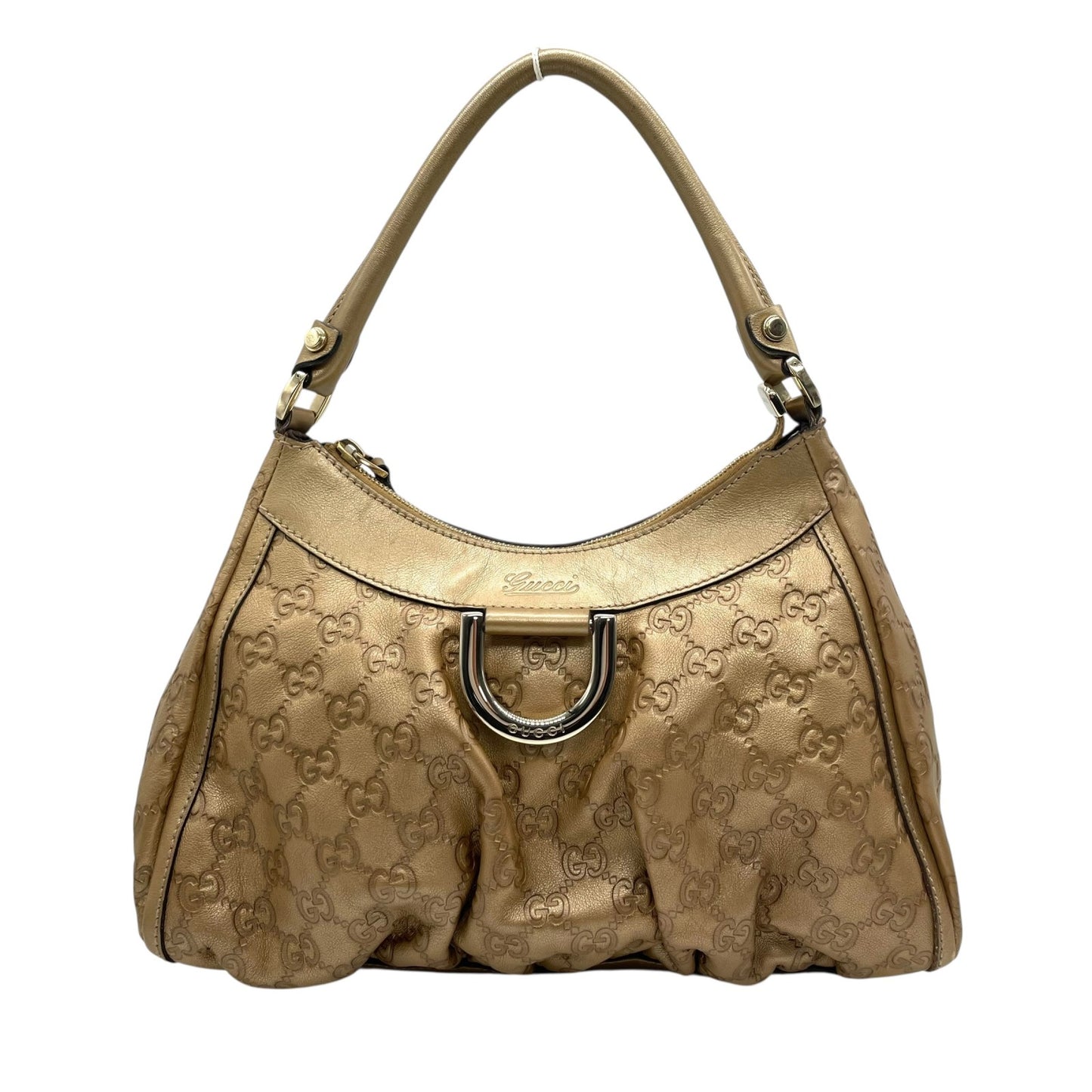 GUCCI グッチ ワンショルダー バッグ グッチシマ Dリング 190525 ゴールド レザー GG柄 エンボス 高級 本革 ブランド 鞄 ハンドバッグ レディース メンズ ユニセックス 肩掛け ワンハンドル ラグジュアリー 正規品 D5 バック