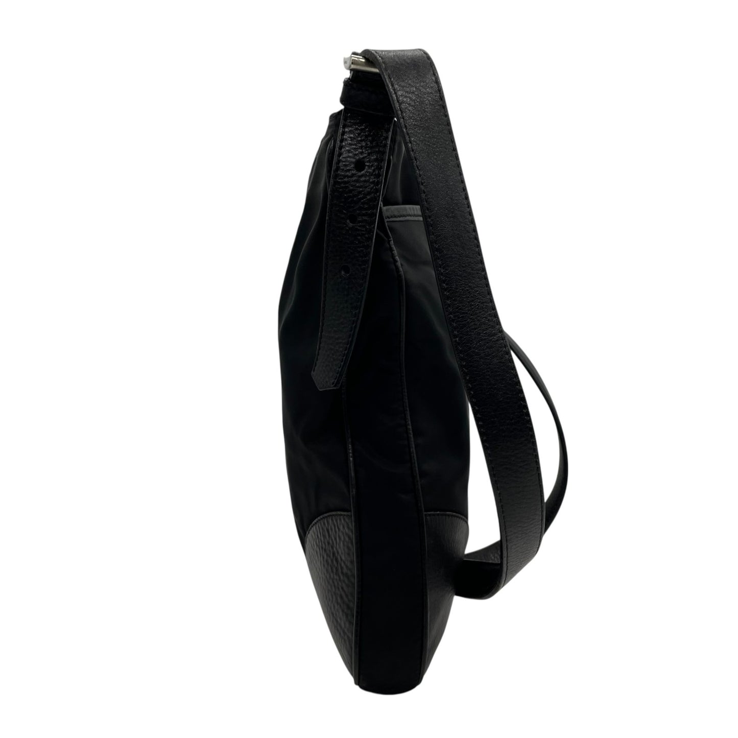 PRADA プラダ ショルダーバッグ ナイロン レザー 黒 ブラック NERO 三角プレートロゴ トライアングルロゴ シルバー金具 斜め掛け可 メンズ レディース K13