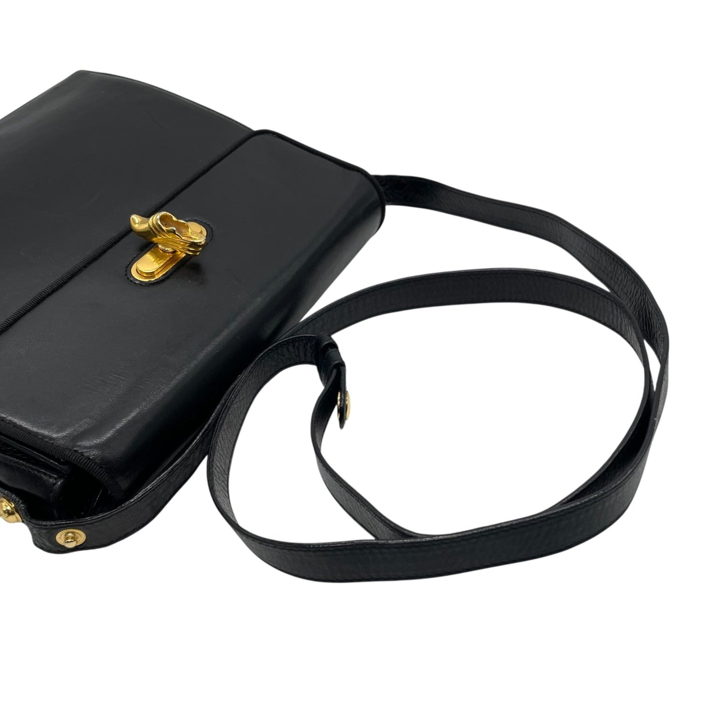 Salvatore Ferragamo フェラガモ ショルダーバッグ ブラック レザー ゴールド金具 斜め掛け可 ヴィンテージ レディース B