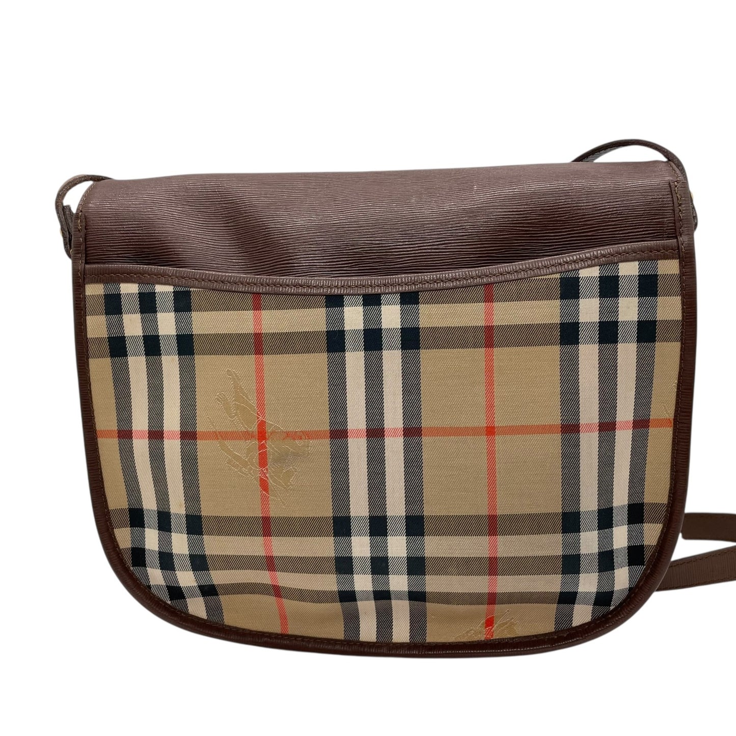 BURBERRY バーバリー ショルダーバッグ ノバチェック シャドーホース ホースロゴ 茶 ブラウン ベージュ キャンバス レザー ゴールド金具 ポシェット 斜め掛け可 ヴィンテージ レディース K13