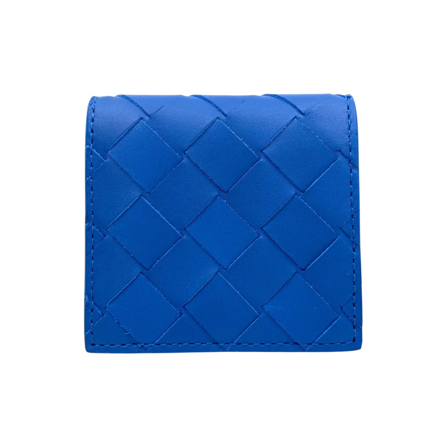 【新品同様】 BOTTEGA VENETA ボッテガヴェネタ マキシイントレチャート コインケース（小銭入れ） レザー ブルー 保存箱付き 正規品 ユニセックス M5