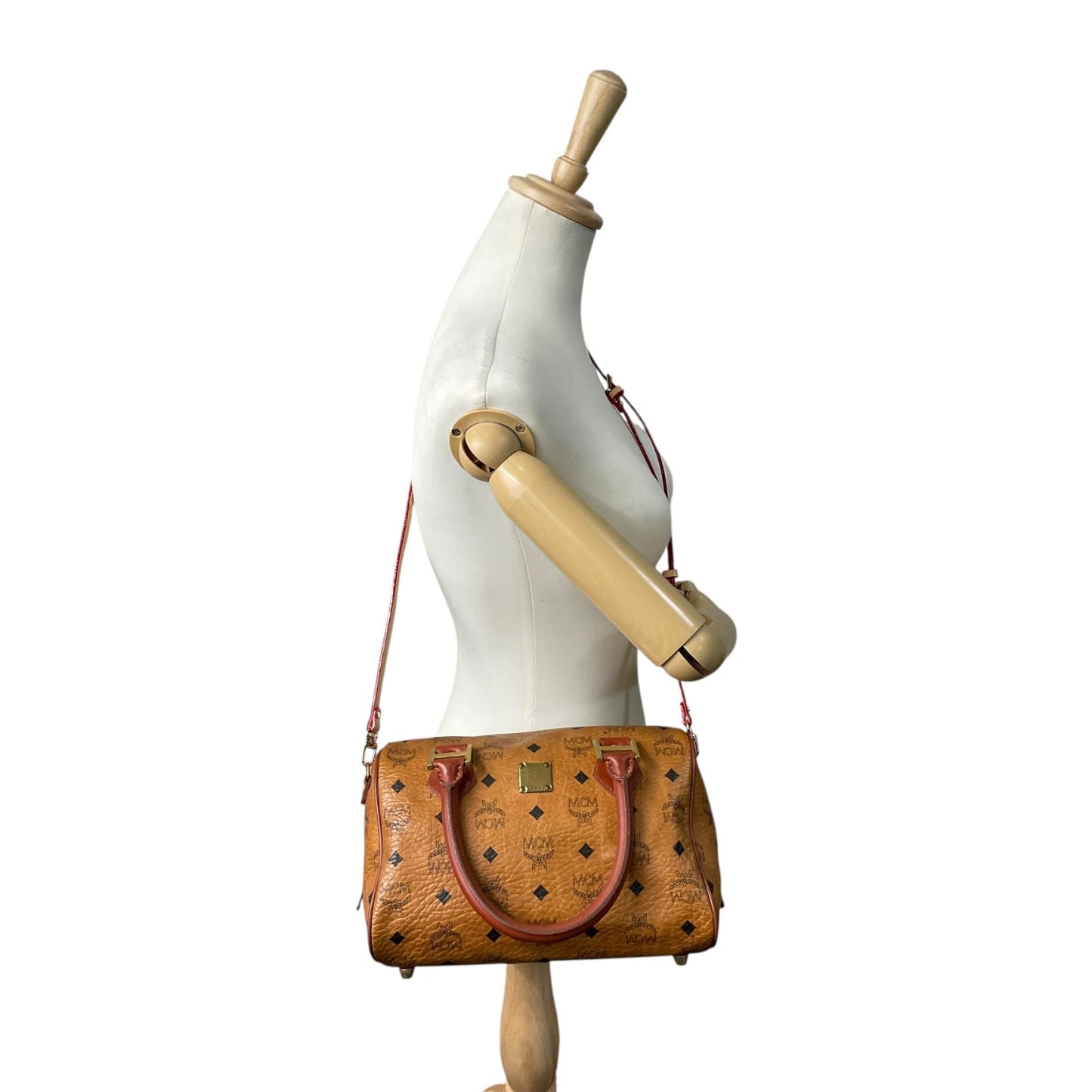 MCM エムシーエム ヴィセトス柄 ボストンバッグ 2WAY ハンドバッグ ショルダーバッグ レザー ブラウン 茶色 ヴィンテージ C