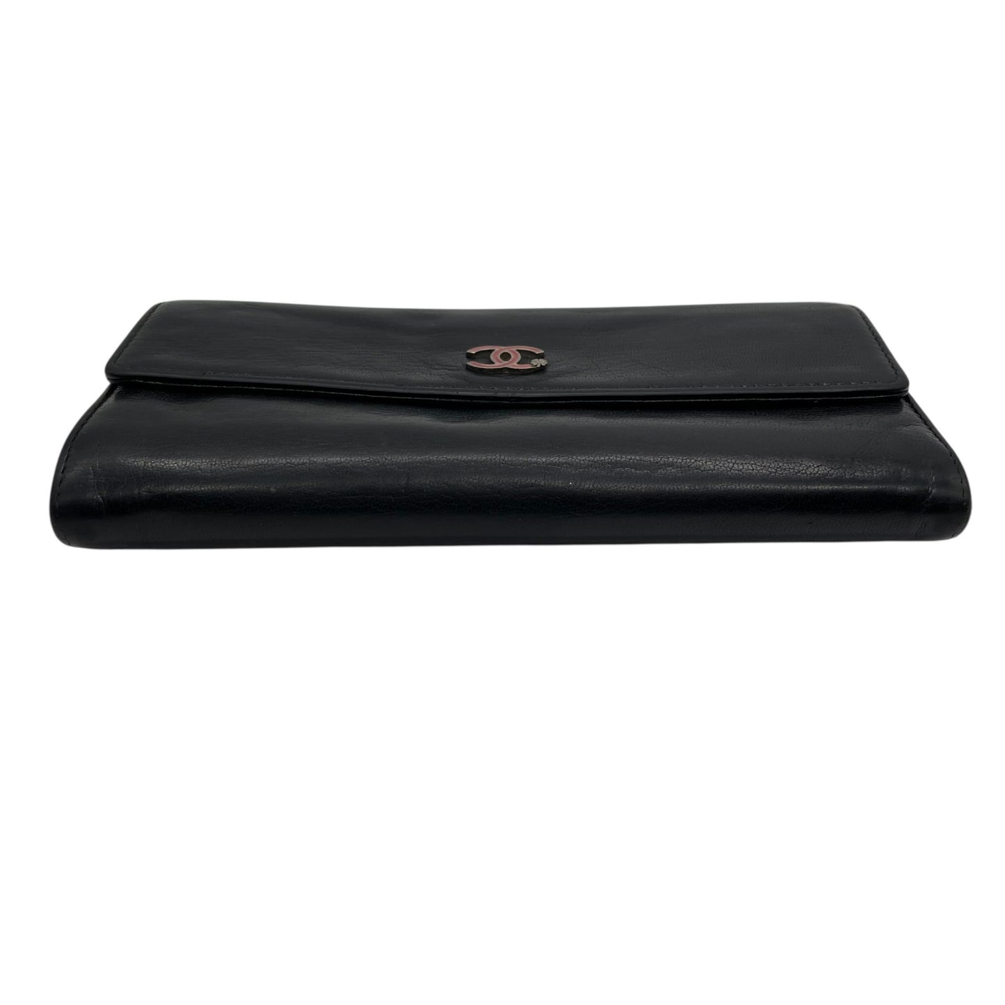 CHANEL シャネル ココマーク ラッキーフラワー クローバー 二つ折り 長財布 レザー 黒 ブラック フラワープリント レディース ヴィンテージ W5