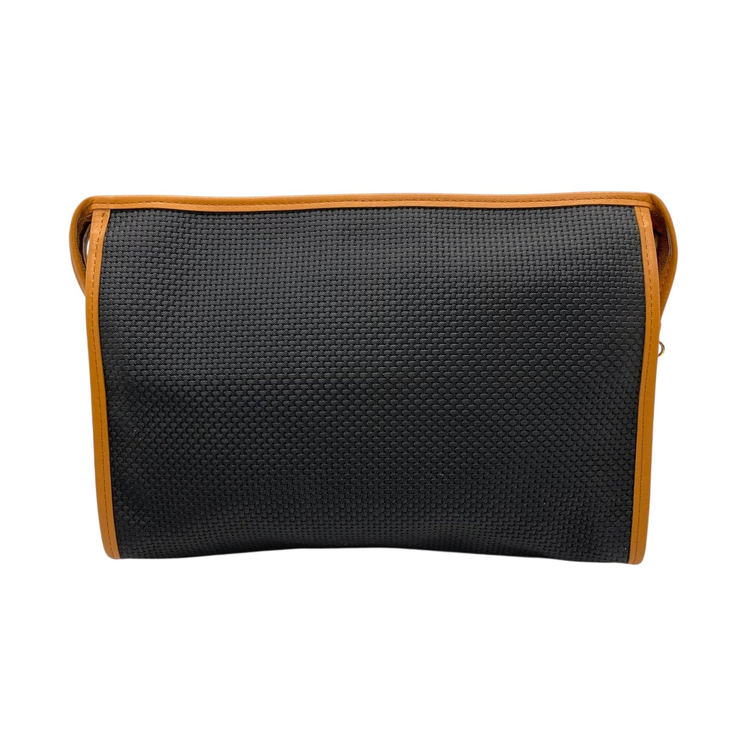 美品 Yves Saint Laurent イヴ サンローラン クラッチバッグ YSLロゴ 紺 ネイビー キャメル ブラウン PVC レザー ゴールド金具 ファスナー開閉 フラップ メンズ レディース ヴィンテージ B3