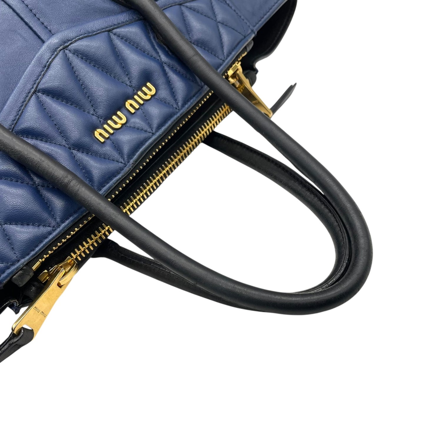 美品 miu miu ミュウミュウ トートバッグ ハンドバッグ バイカラー バイカー ナッパ ゴールド金具 レディース レザー 本革 A1