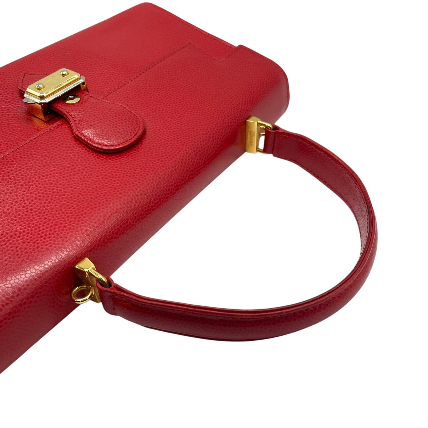 HERNO ヘルノ ハンドバッグ レザー レッド 赤 金金具 ゴールド金具 ヴィンテージ U8