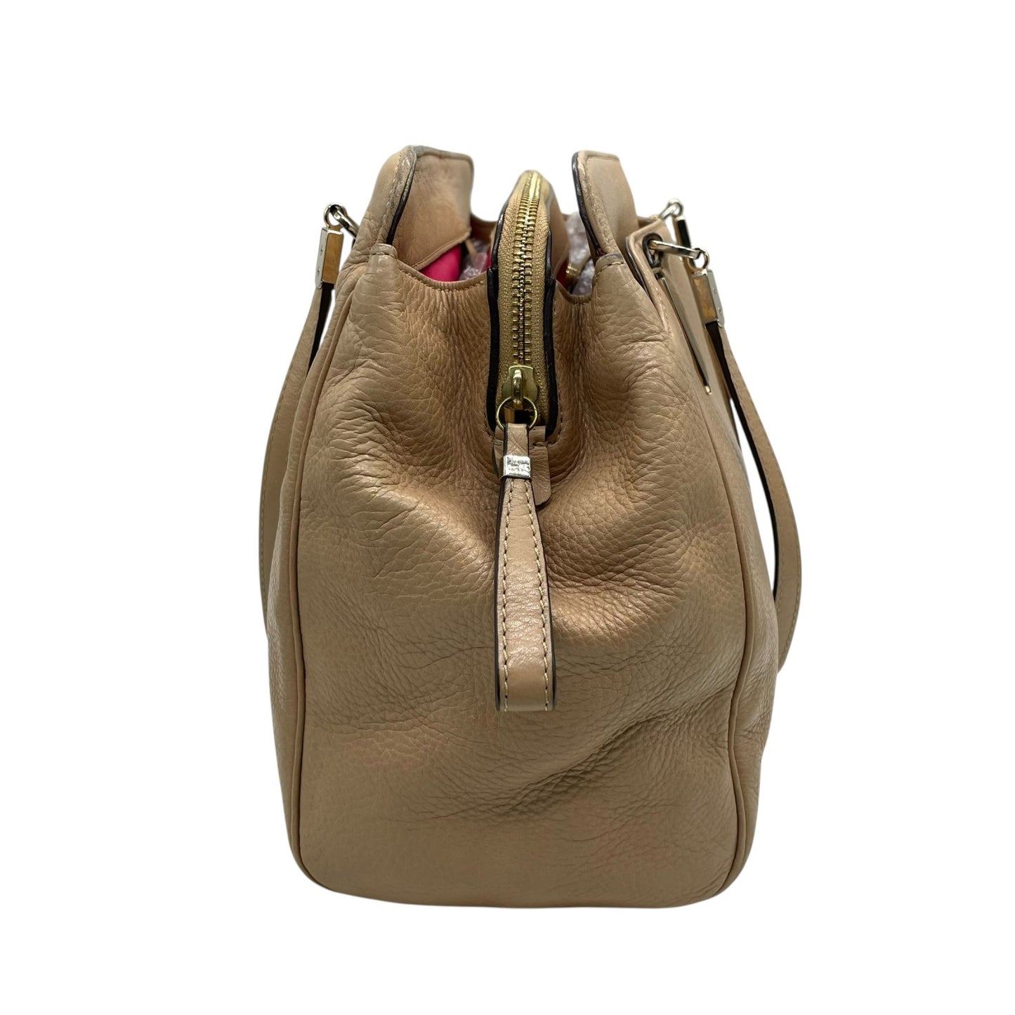 COACH コーチ トートバッグ ハンドバッグ ベージュ レザー ゴールド金具 肩掛け可 ホースロゴ ロゴチャーム ファスナー開閉 レディース E10