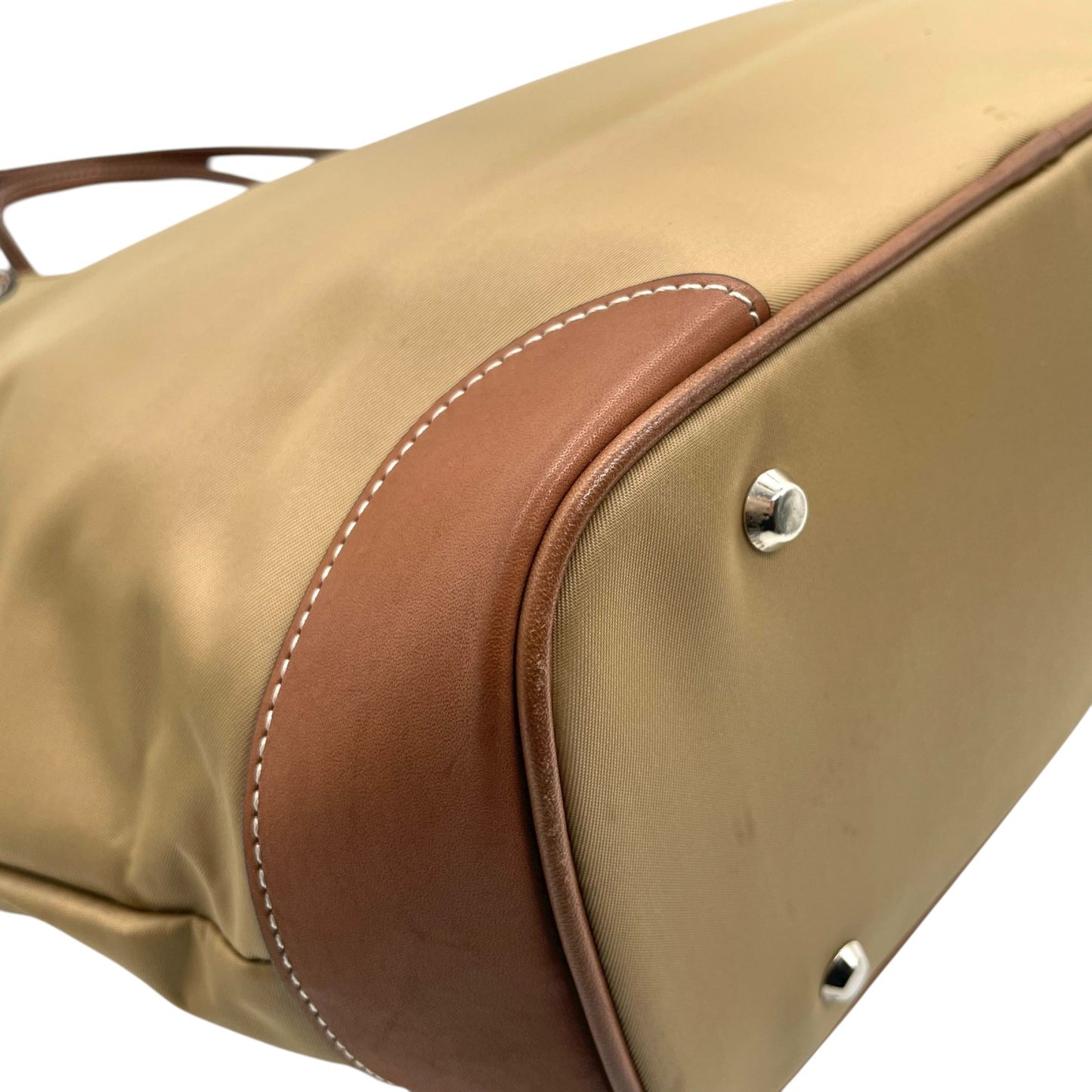 ダックス DAKS トートバッグ ナイロン×レザー ベージュ 茶色 ブラウン A4収納可 レディース メンズ兼用 S68