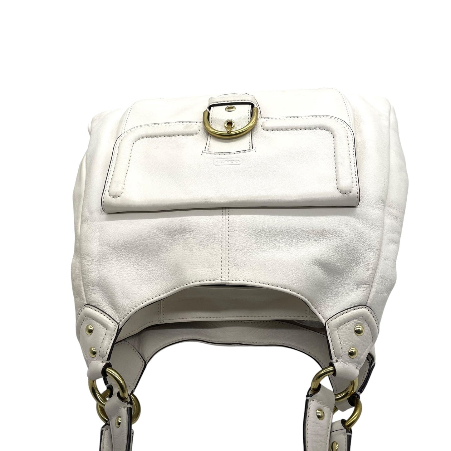 コーチ COACH ショルダーバッグ ワンショルダー レザー 白 ホワイト バックルデザイン 金金具 ゴールド金具 レディース T3