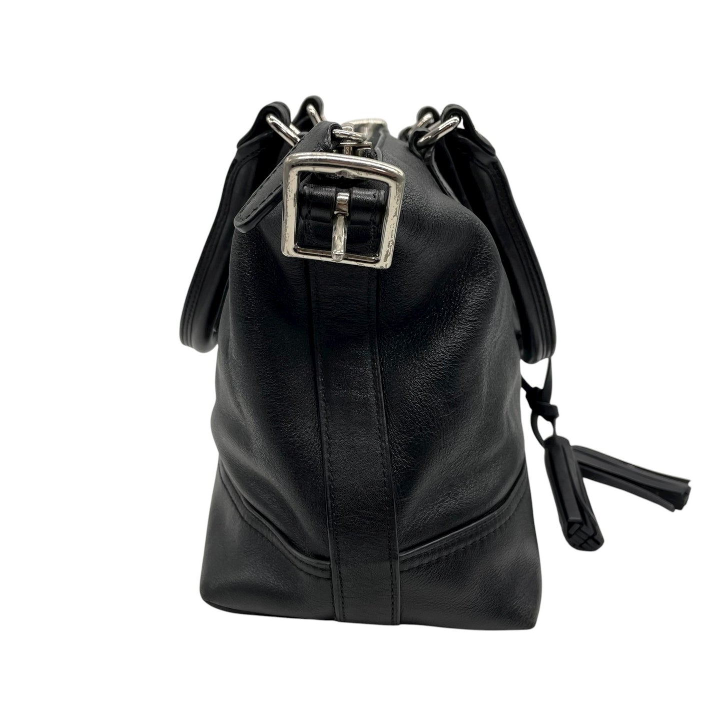 COACH コーチ 2WAYショルダーバッグ ハンドバッグ トートバッグ レザー タッセルチャーム付き ブラック 黒 S90