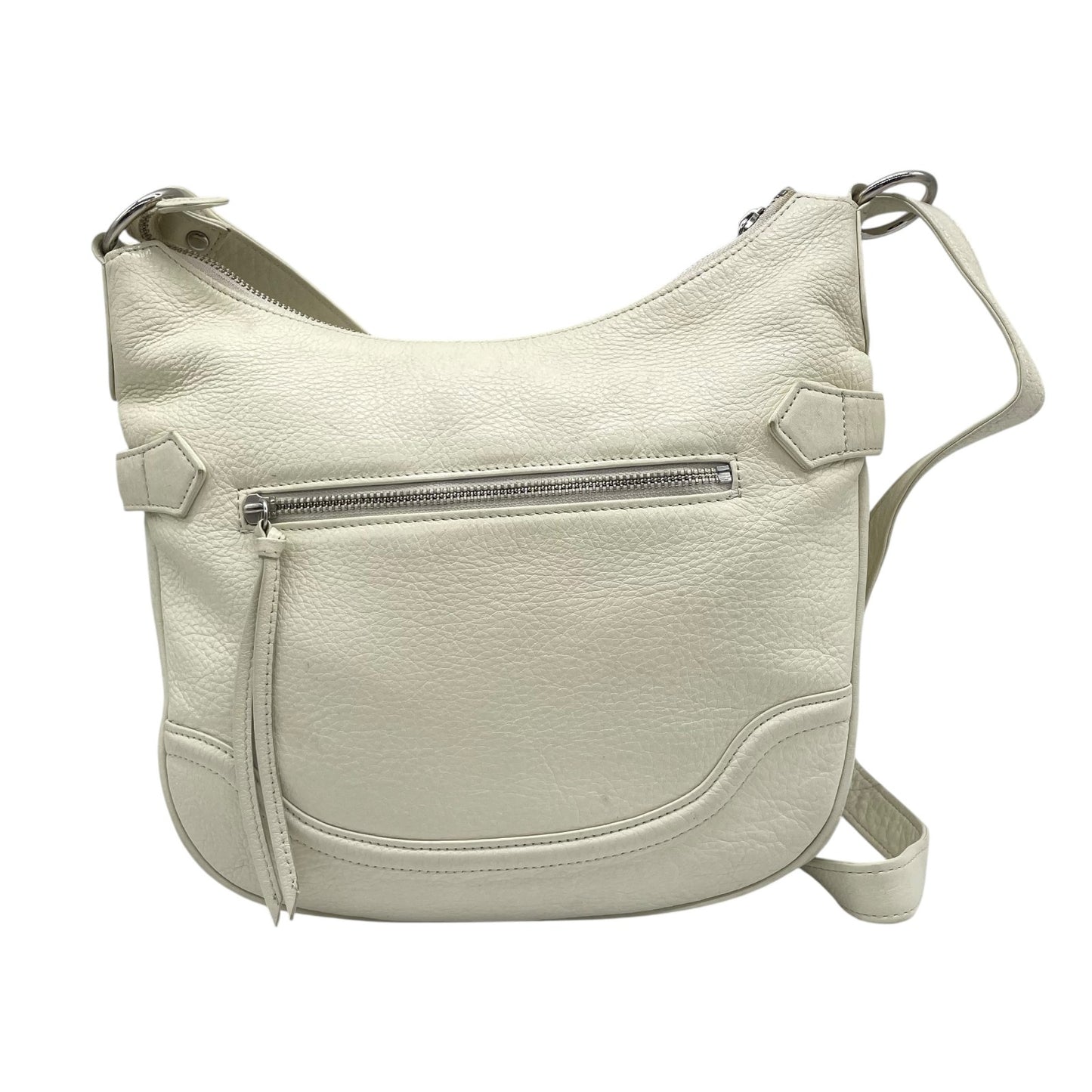 ウンガロ UNGARO レザー ショルダーバッグ ホーボーバッグ 白 ホワイト シルバー金具 レディース S94