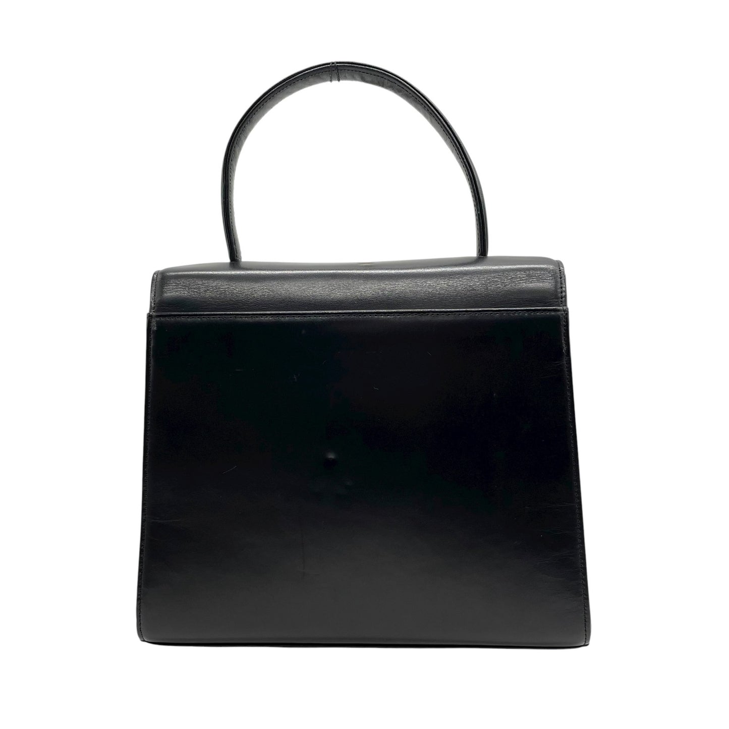 美品 ジバンシィ GIVENCHY ハンドバッグ レザー 黒 ブラック 金金具 ゴールド金具 フォーマル ヴィンテージ ロゴボタン フォーマル A8